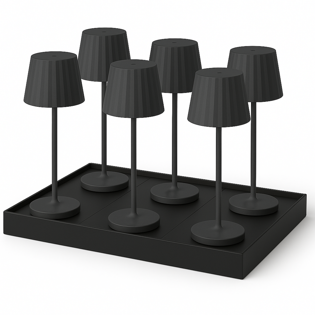 Lumisky 6 lampes avec plateau de chargement ABBY Noir Aluminium H29 cm