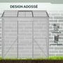 Voir la diapositive 5 : OUTSUNNY Serre adossée de jardin - 2 lucarnes, 2 portes coulissantes - 190 x 70 x 200 cm - alu polycarbonate transparent