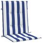 Voir la diapositive 5 : VIDAXL Coussins de chaise a dossier bas lot de 4 rayures bleu et blanc