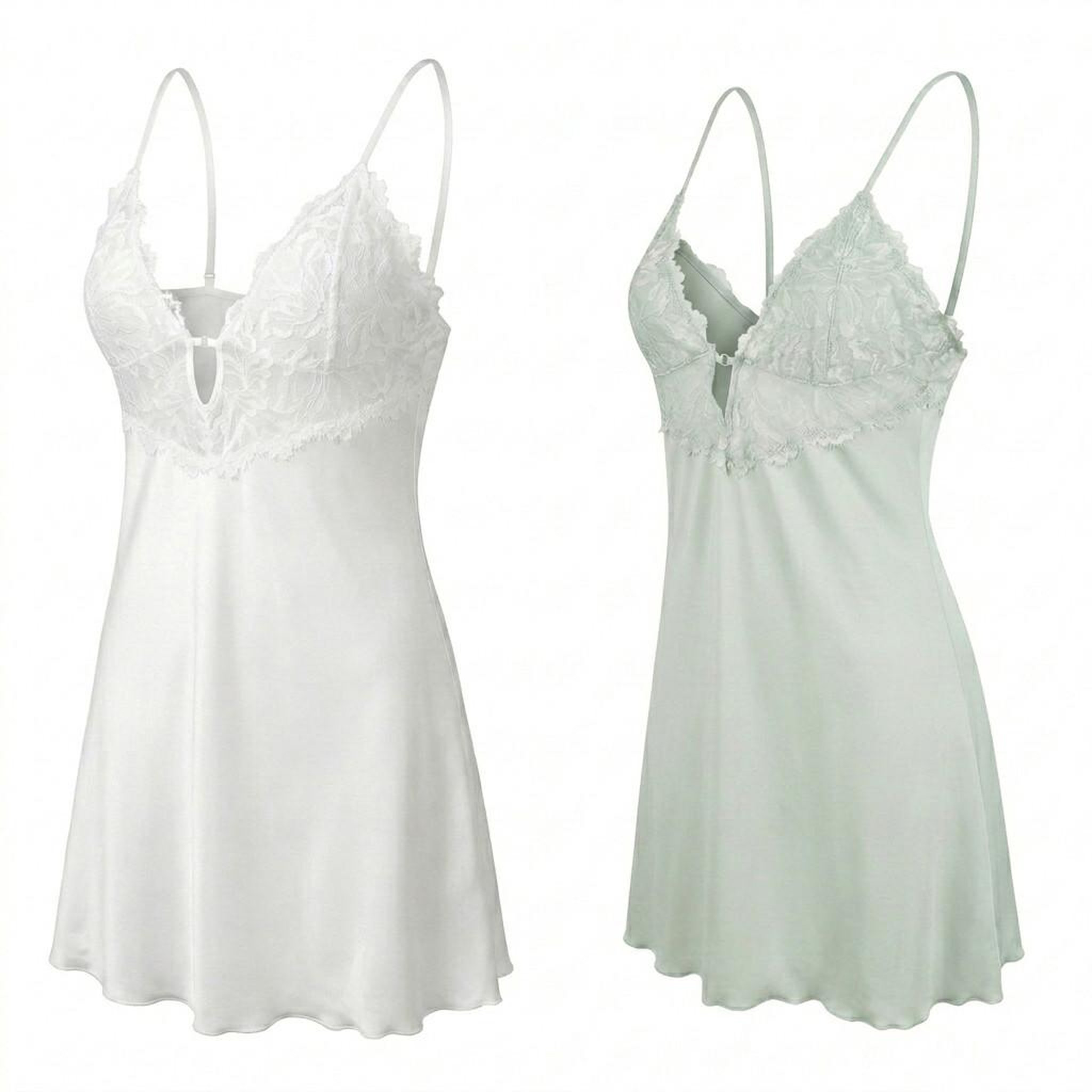 Voir la diapositive 1 : OZABI OZABI Pack de 2 Nuisettes Femme Satin Et Dentelle