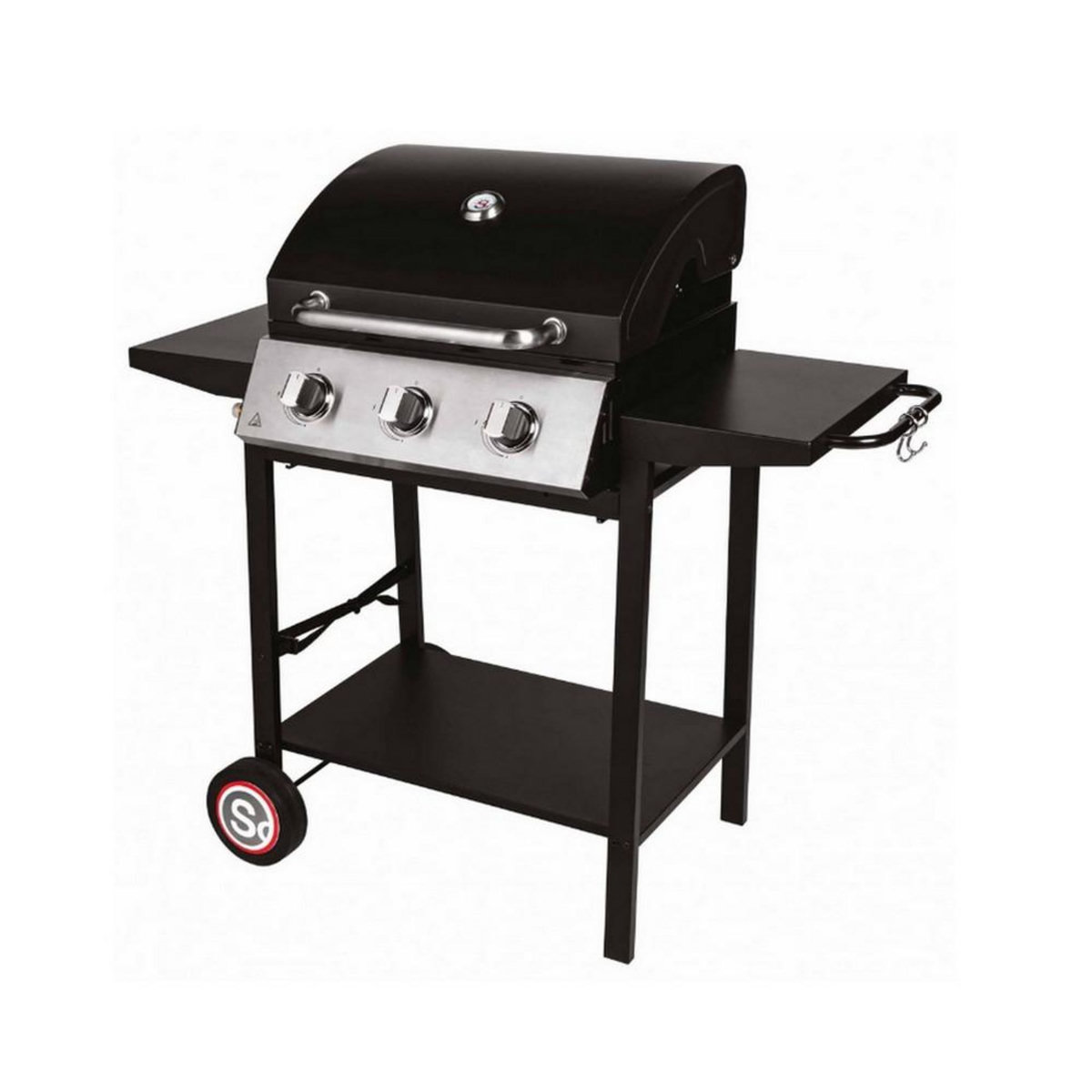 SOMAGIC Barbecue gaz sur pied 3 feux 10.500w noir - 335541