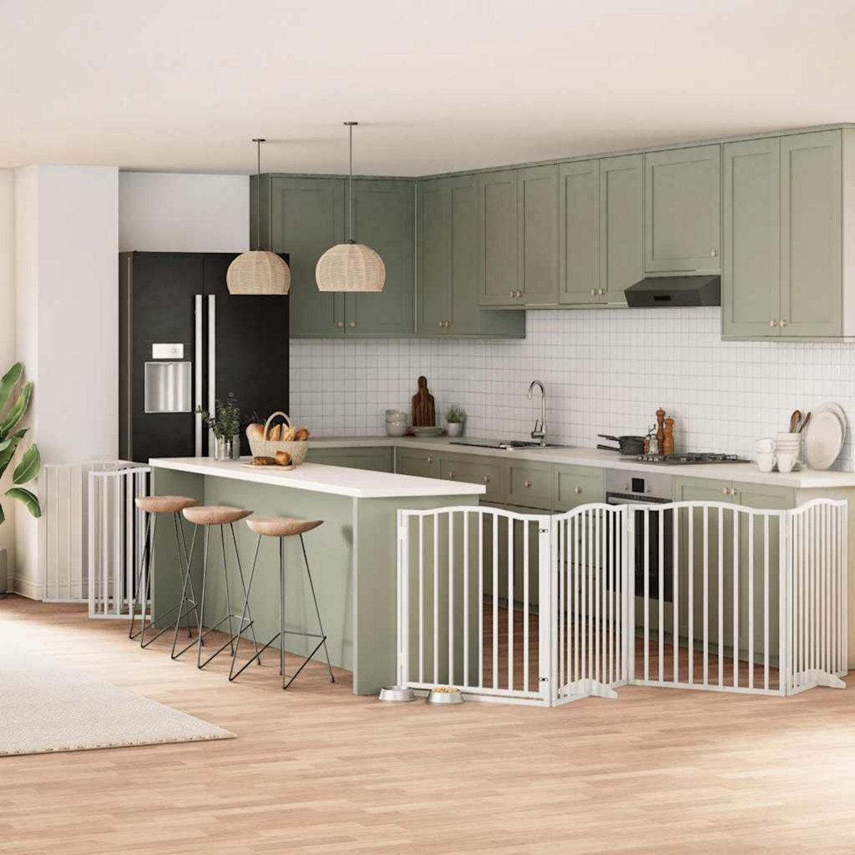 VIDAXL Barriere pour chien porte pliable 12 panneaux bois de peuplier