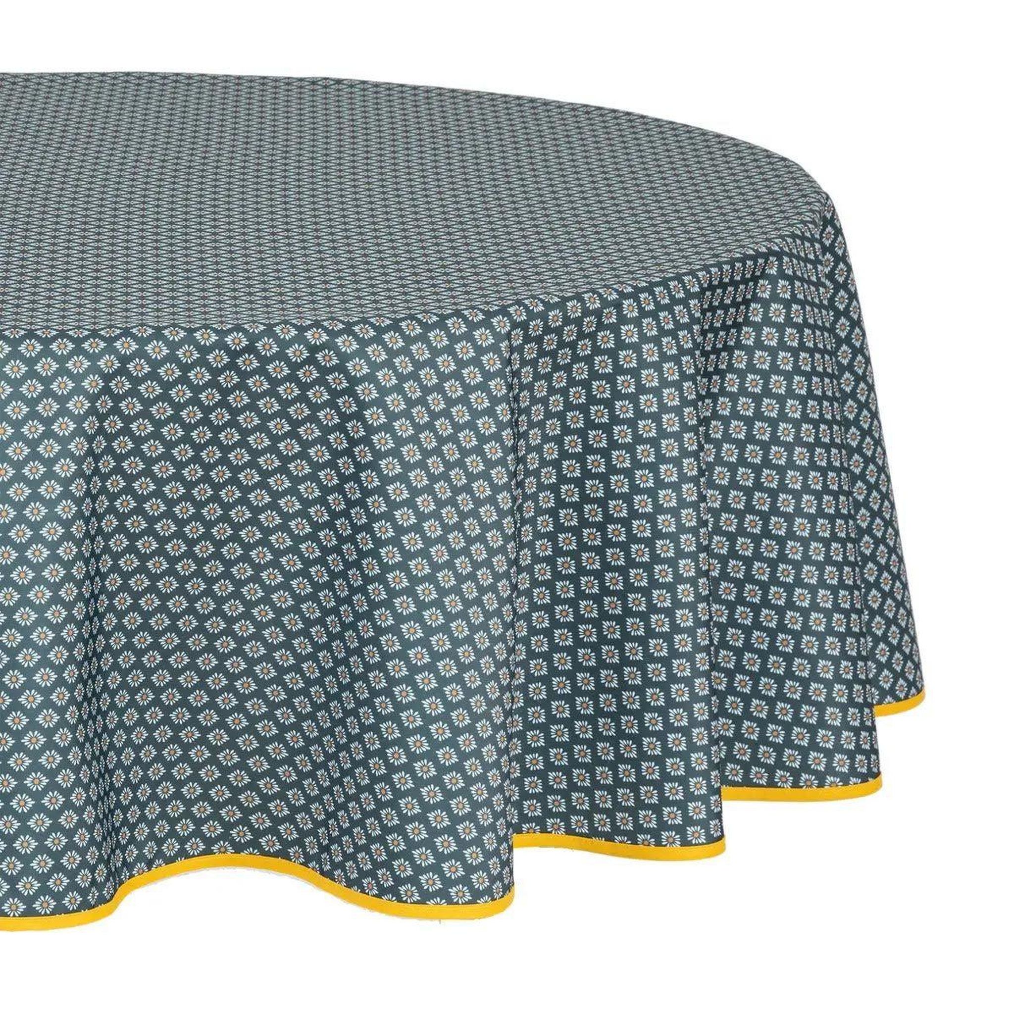ATMOSPHERA Nappe antitache imprimée  alya  180cm bleu foncé