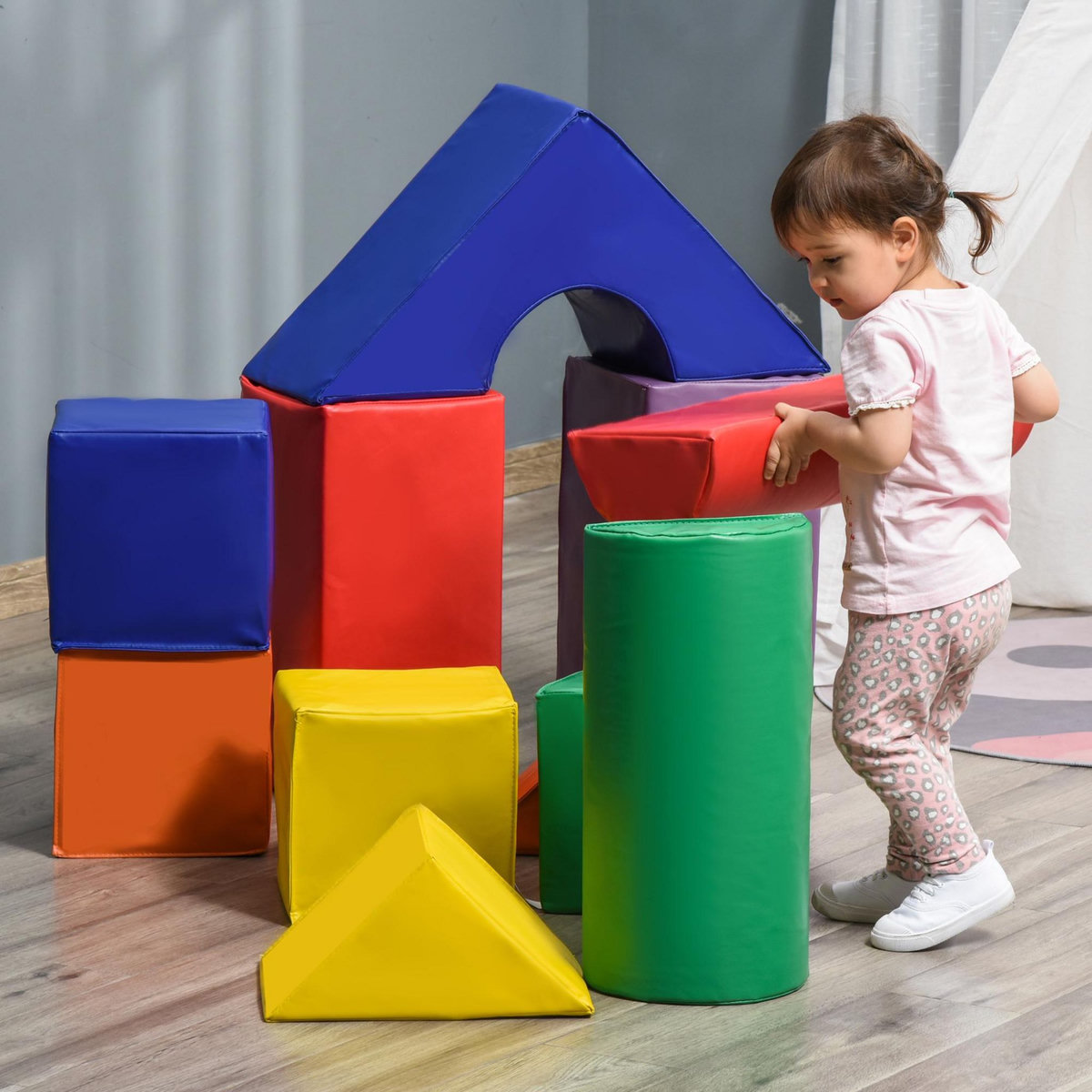 HOMCOM 11 blocs de construction en mousse XXL - modules de motricité - jouets éducatifs - certifiés normes EN71-1-2-3 - mousse EPE revêtement PU multicolore