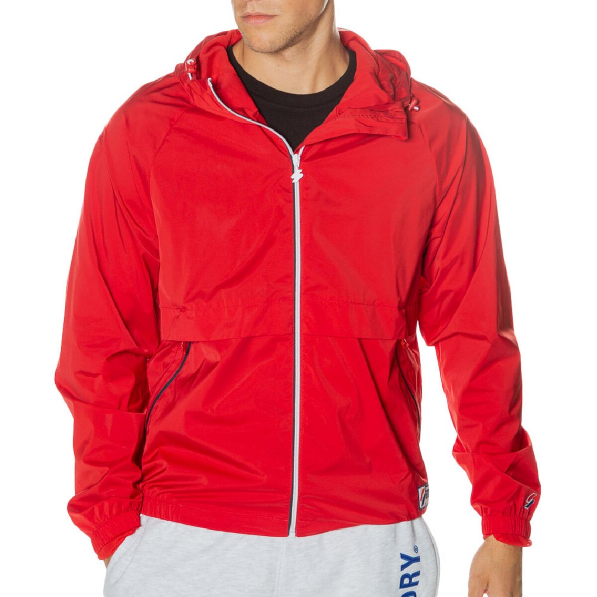 SUPERDRY Veste Coupe Vent Rouge Homme Superdry Cagoule pas cher