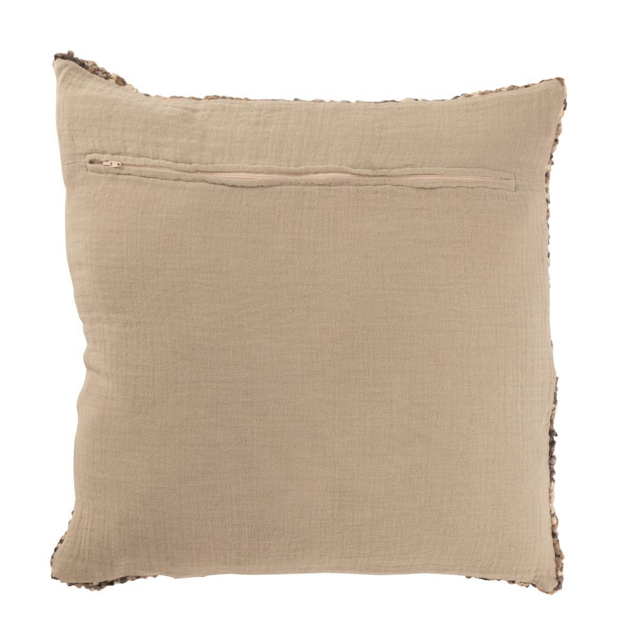 Voir la diapositive 2 : J-LINE Coussin en tweed  cosy  45x45cm marron & beige