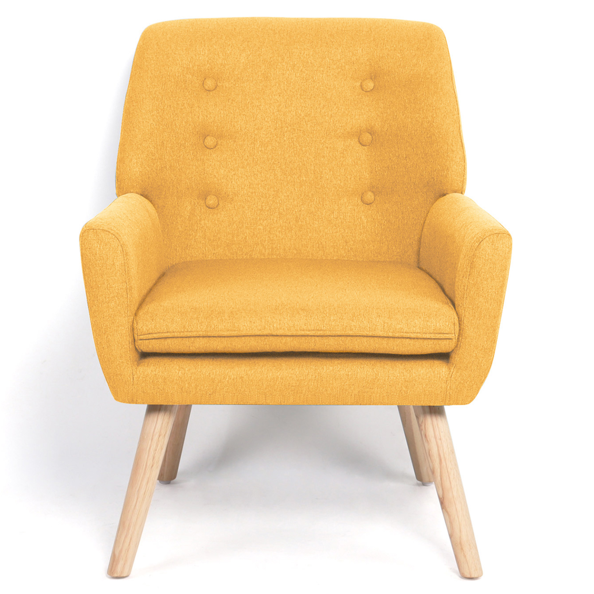 Voir la diapositive 4 : ID MARKET Fauteuil scandinave nat en tissu jaune moutarde