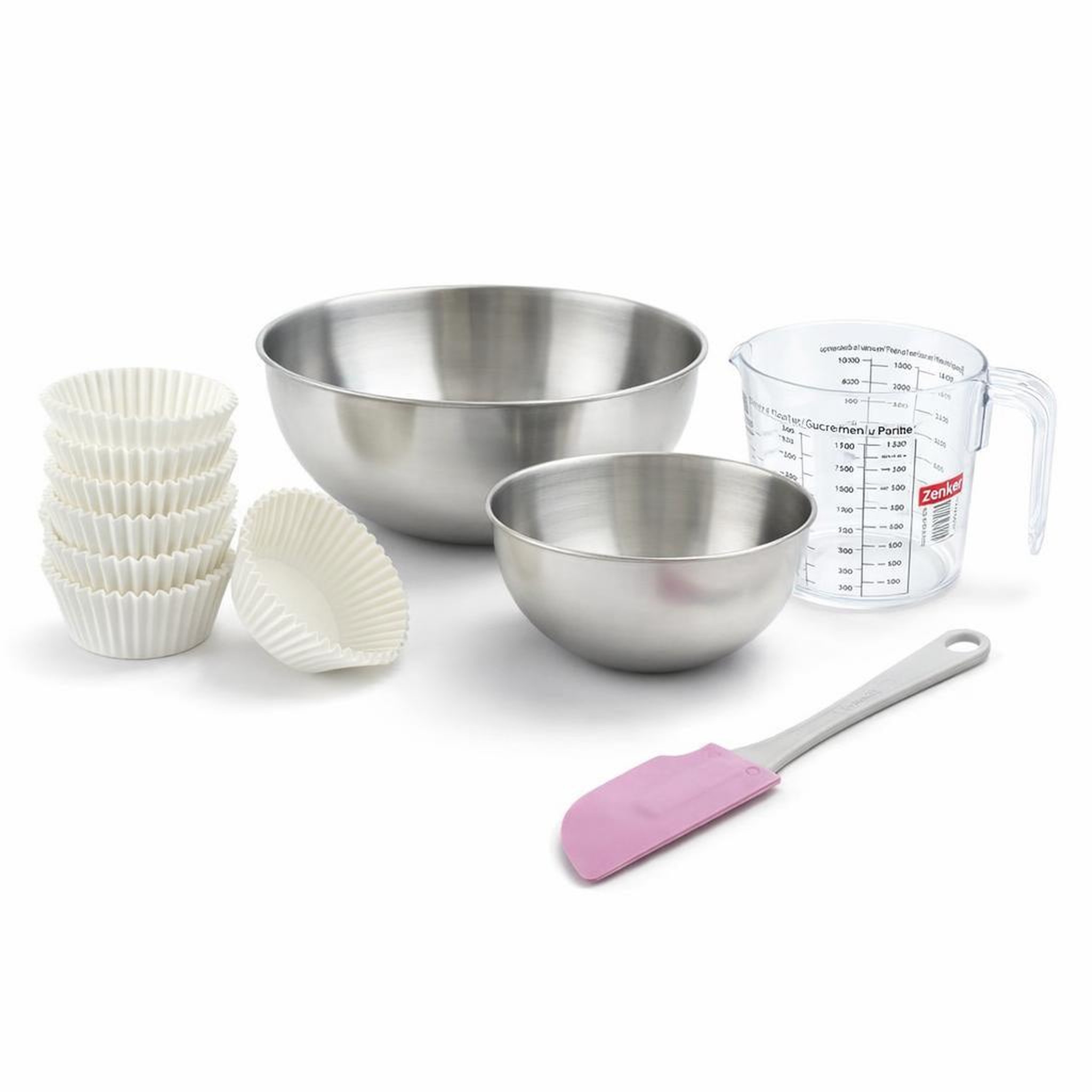 ZENKER Set de 79 ustensiles de pâtisserie moules à muffins bol à mixer spatule pâtisserie et verre doseur zenker nature fsc