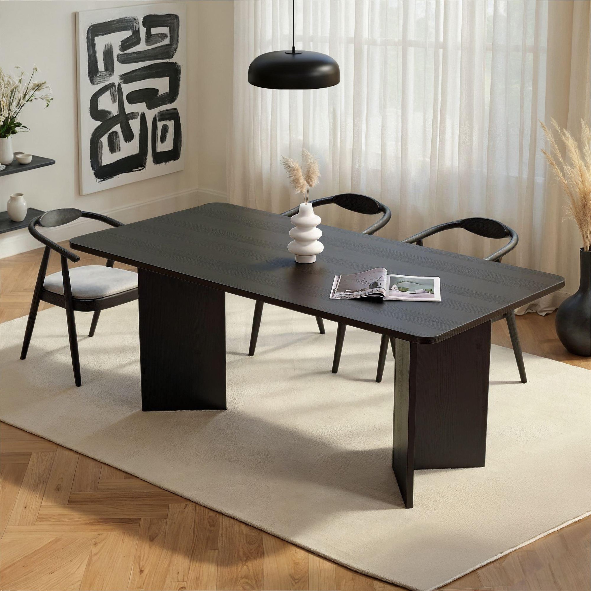 Voir la diapositive 2 : Habitat et Jardin Table à manger en bois  linza  180 x 90 x 75 cm - bois noir