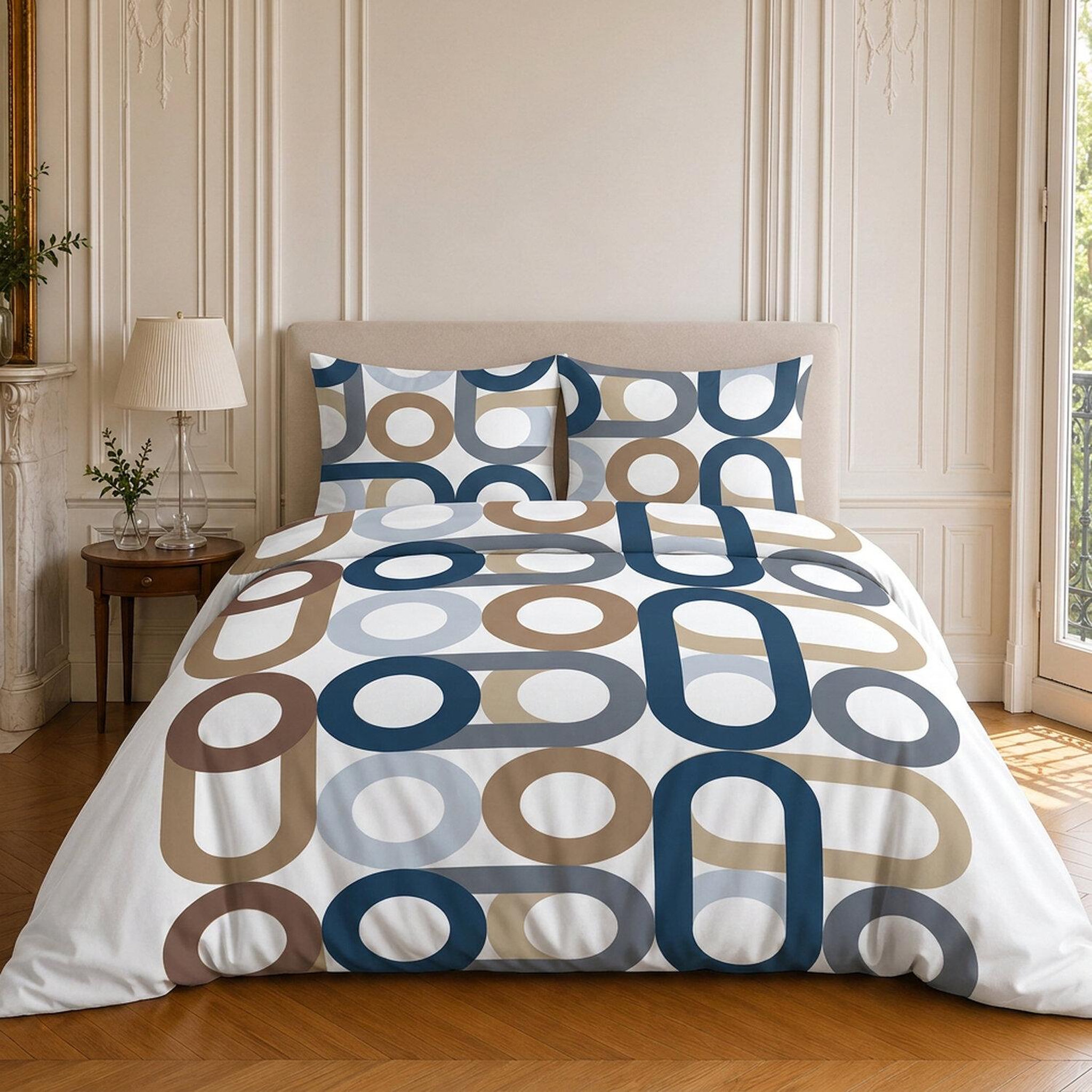 Home collection Parure housse de couette imprimée 100% coton 57 fils - daiko - 220x240 cm