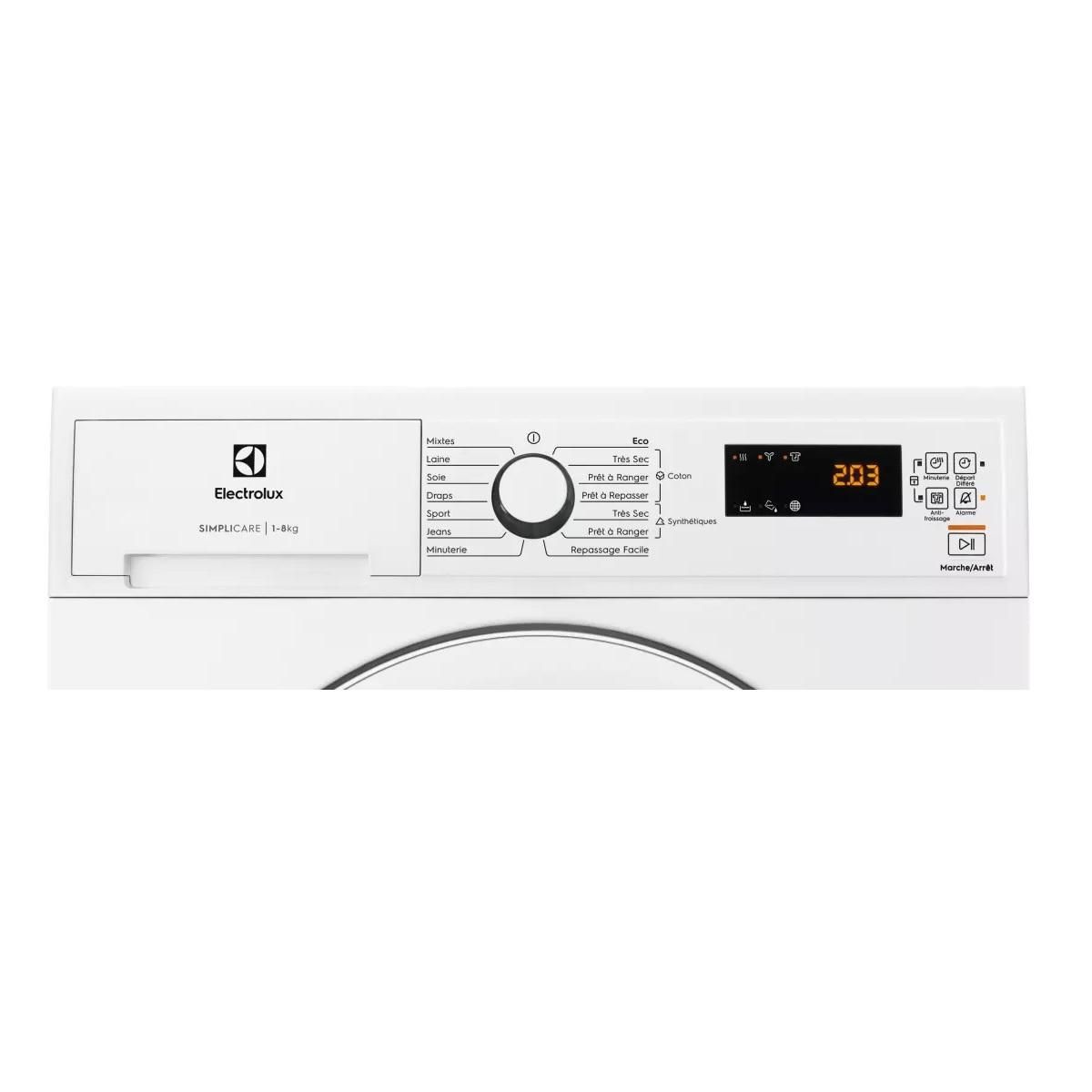 ELECTROLUX Sèche-linge pompe à chaleur 60cm 8kg blanc - EDHF2804DC