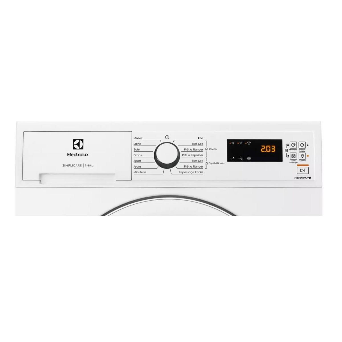 ELECTROLUX Sèche-linge pompe à chaleur 60cm 8kg blanc - EDHF2804DC