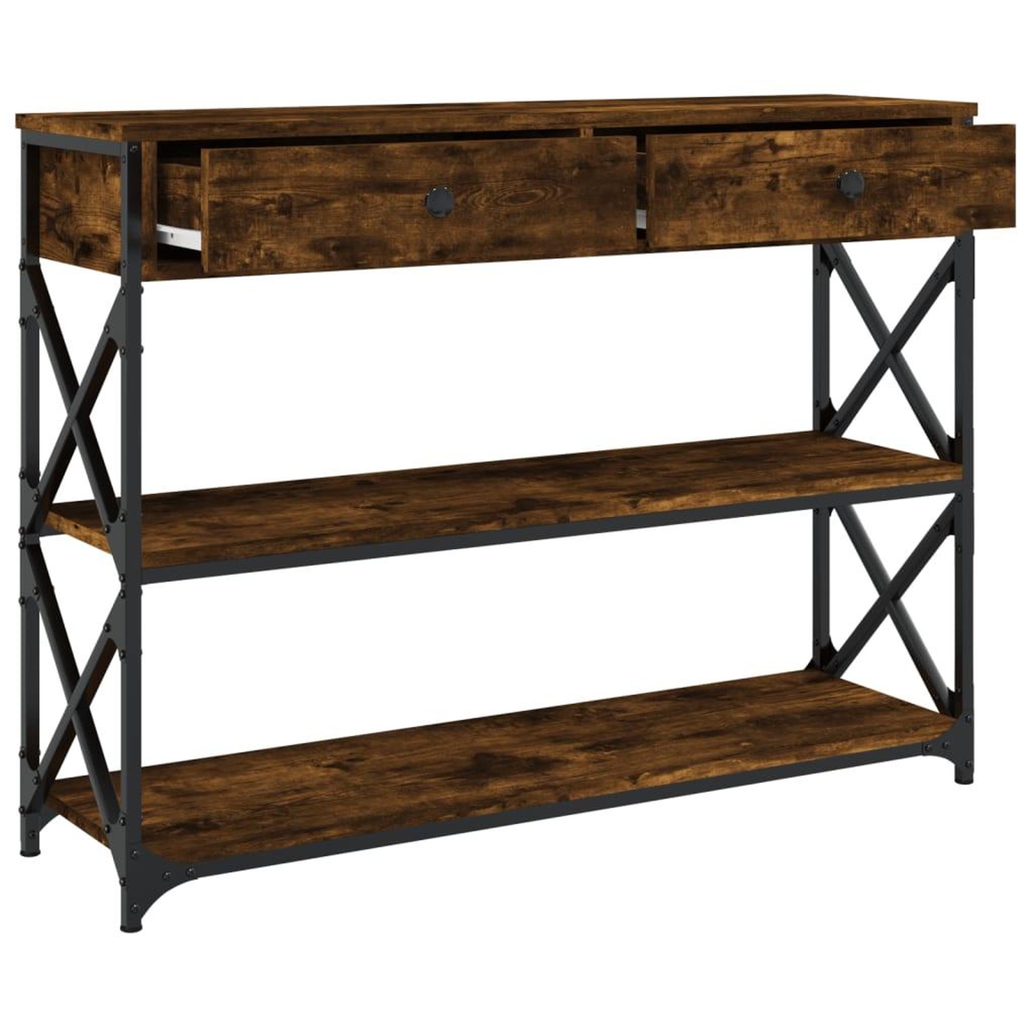 Voir la diapositive 5 : VIDAXL Table console chene fume 100x28x75 cm bois d'ingenierie
