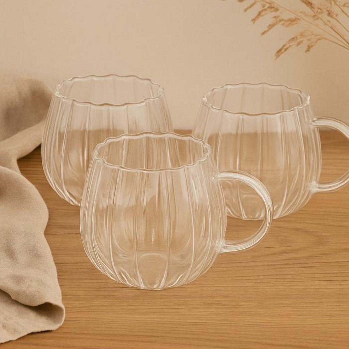 SECRET DE GOURMET Lot de 6 Mugs en Verre  Pumpkin  35cl Transparent