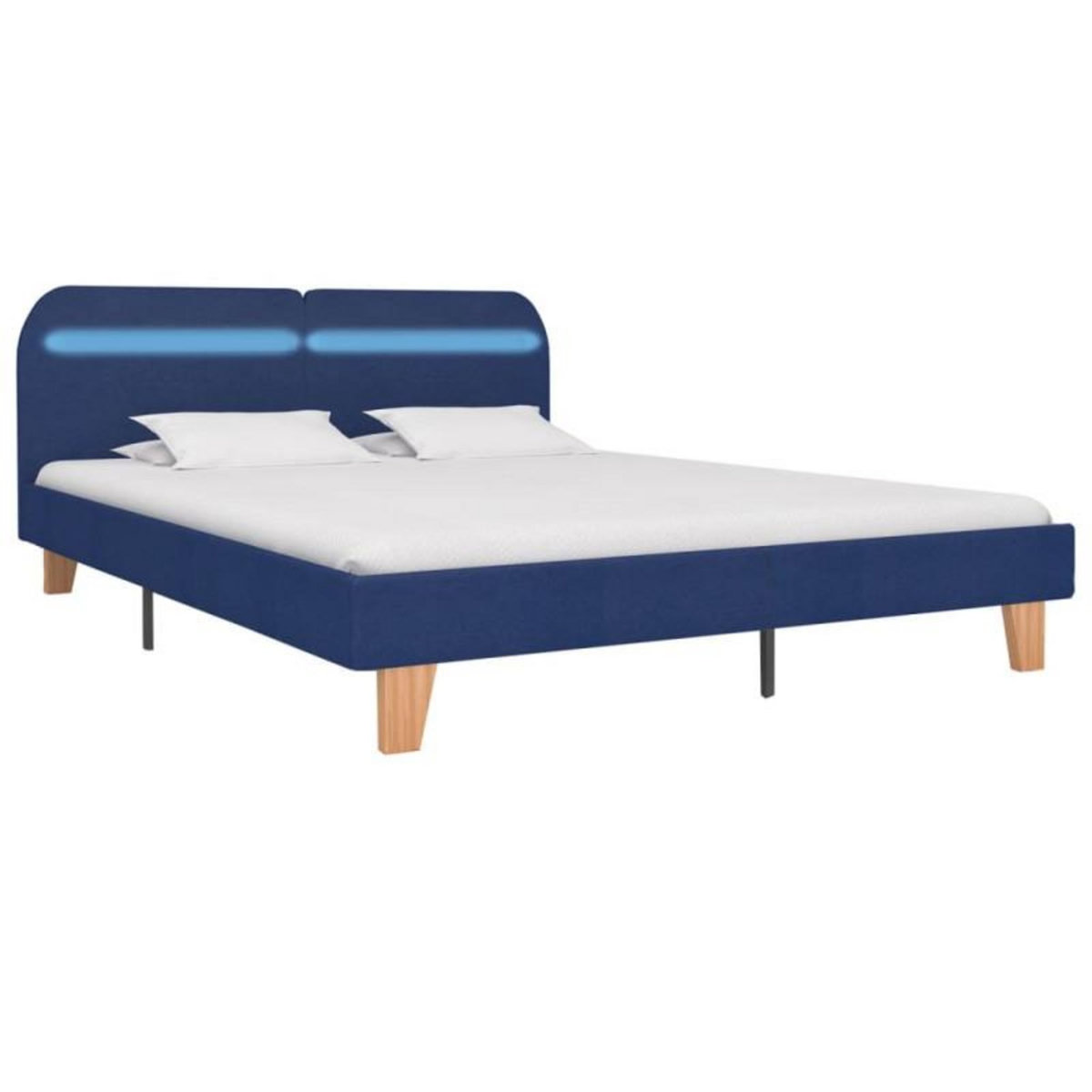 VIDAXL Cadre de lit avec LED sans matelas bleu tissu 180x200 cm