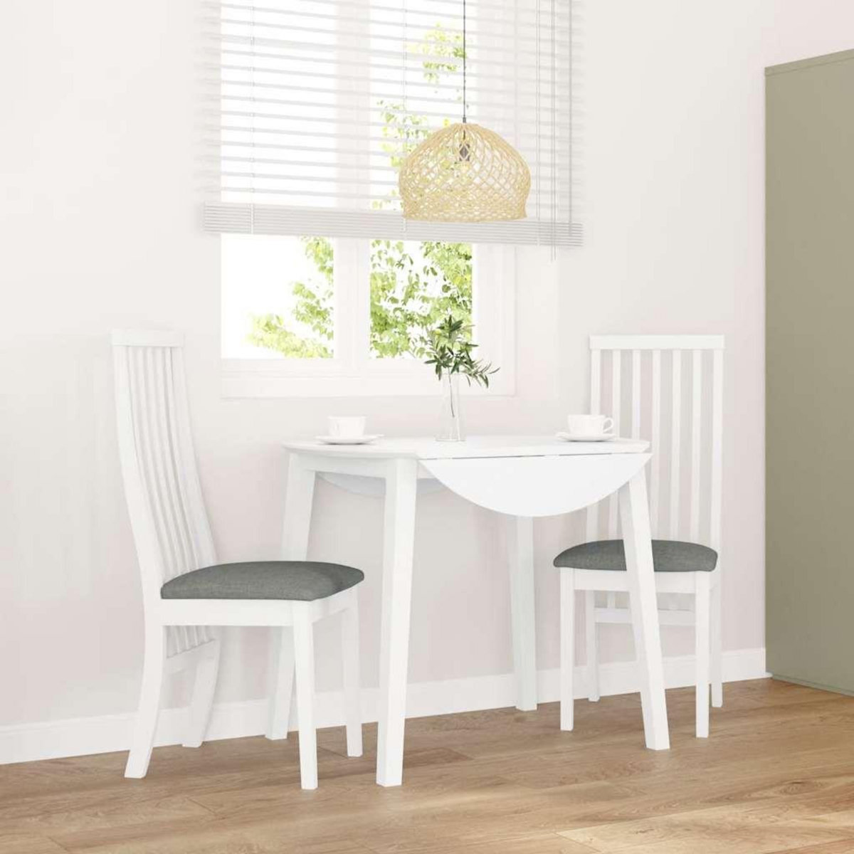 VIDAXL Chaises a manger coussins 2 pcs blanc bois massif caoutchouc