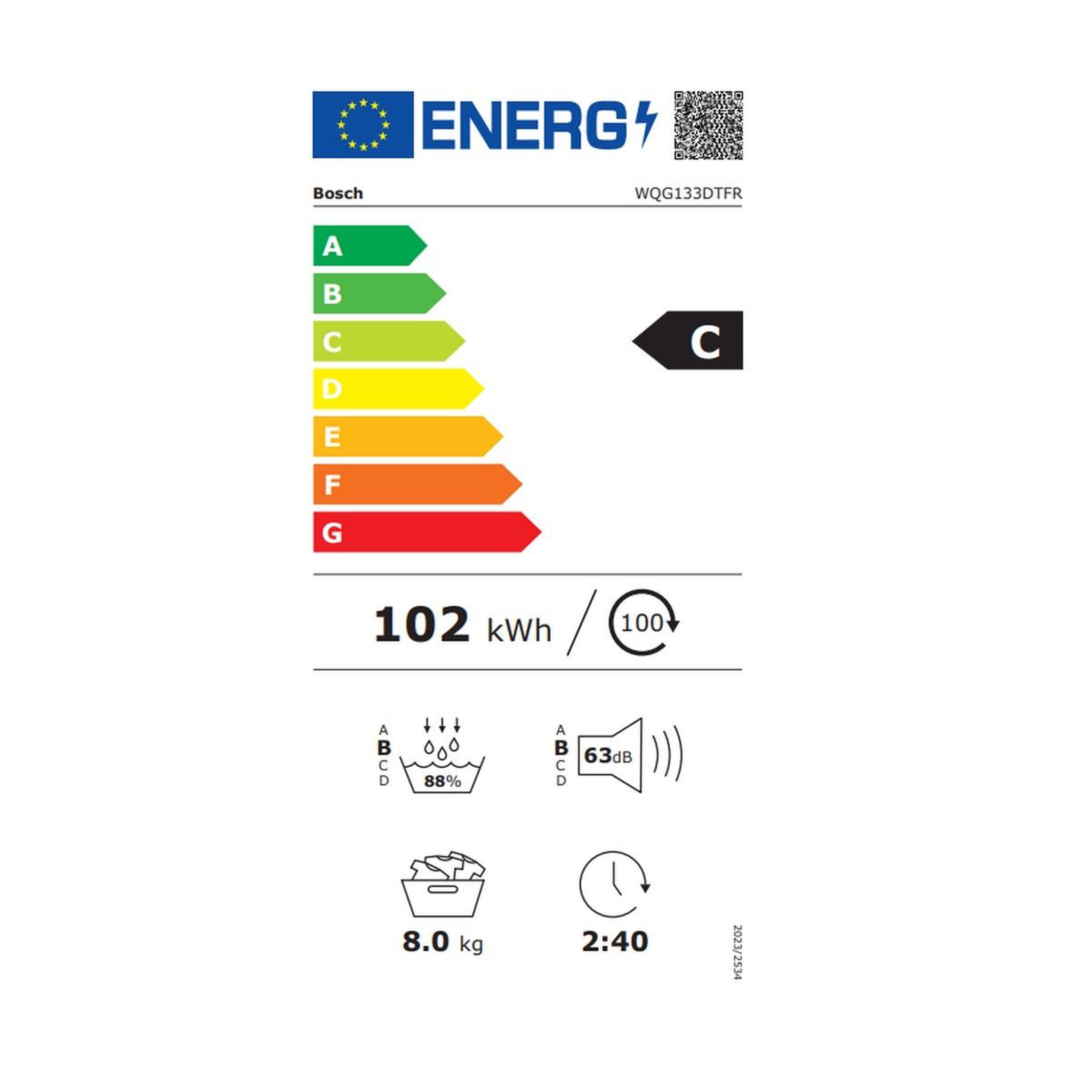 BOSCH Sèche-linge pompe à chaleur 60cm 8kg - wqg133dtfr