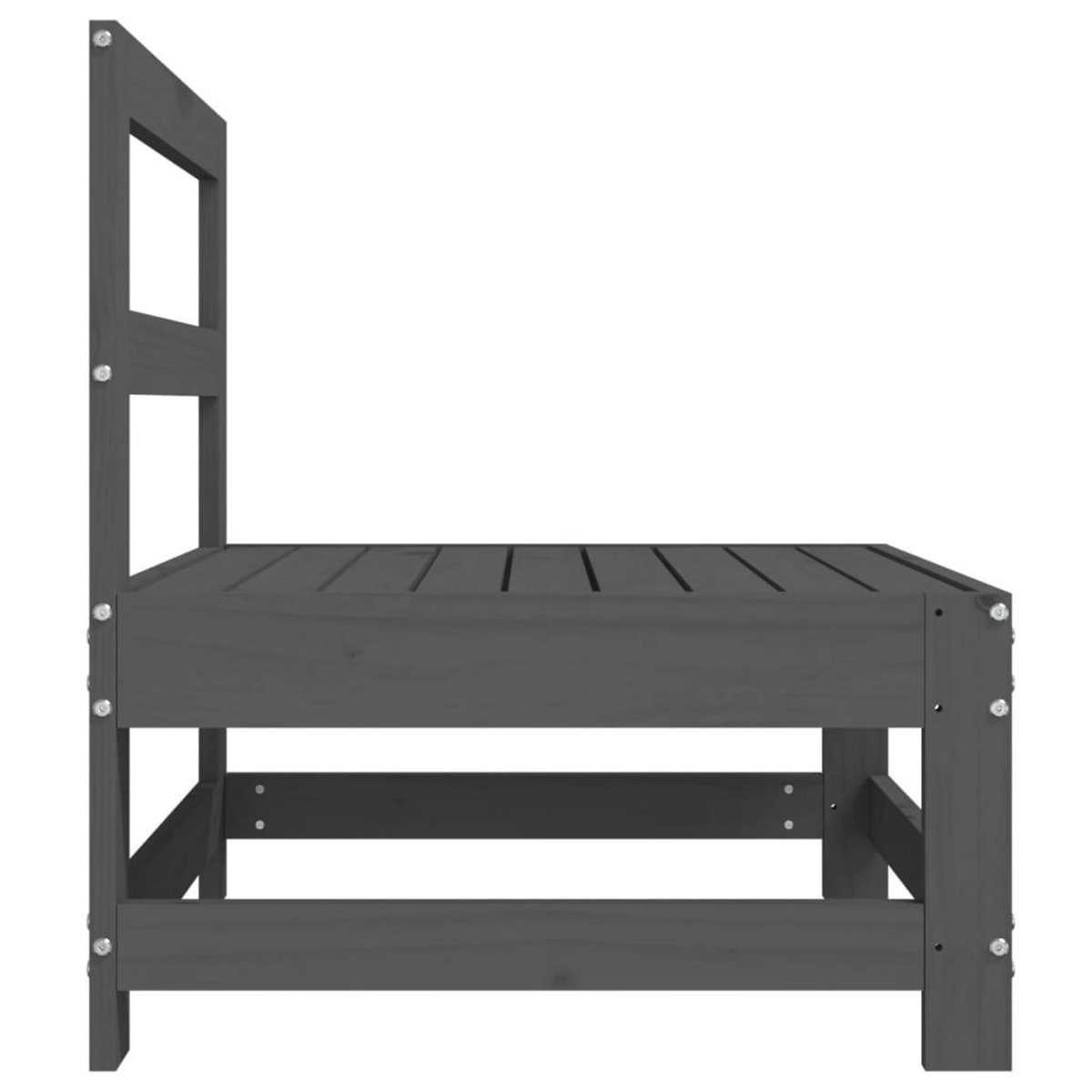 VIDAXL Canape central de jardin gris bois de pin massif