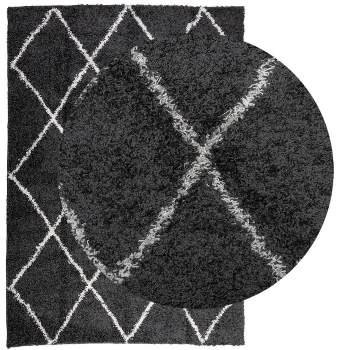 VIDAXL Tapis shaggy a poils longs moderne noir et creme 140x200 cm