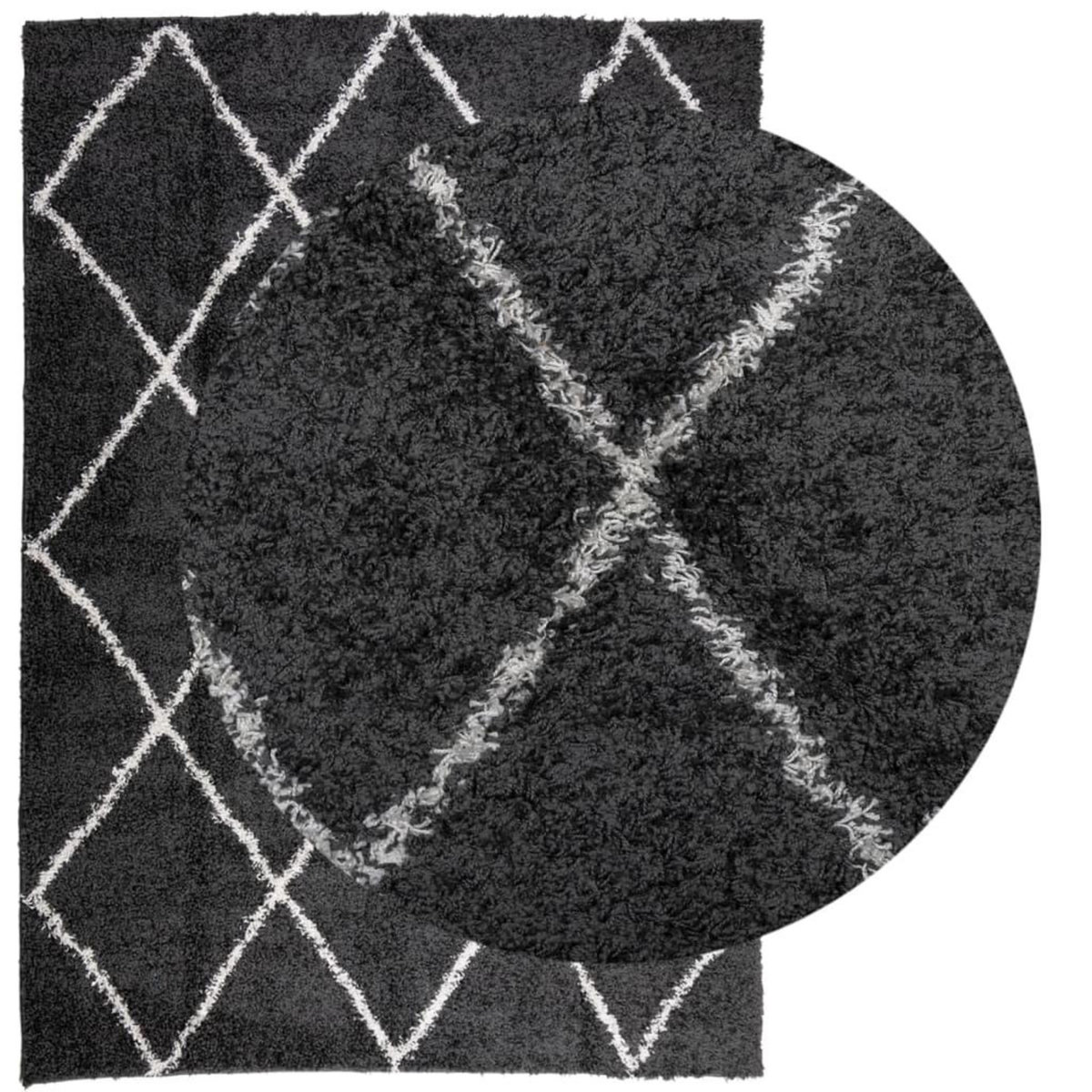 VIDAXL Tapis shaggy a poils longs moderne noir et creme 140x200 cm