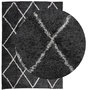 Voir la diapositive 3 : VIDAXL Tapis shaggy a poils longs moderne noir et creme 140x200 cm