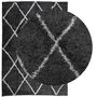 Voir la diapositive 3 : VIDAXL Tapis shaggy a poils longs moderne noir et creme 140x200 cm