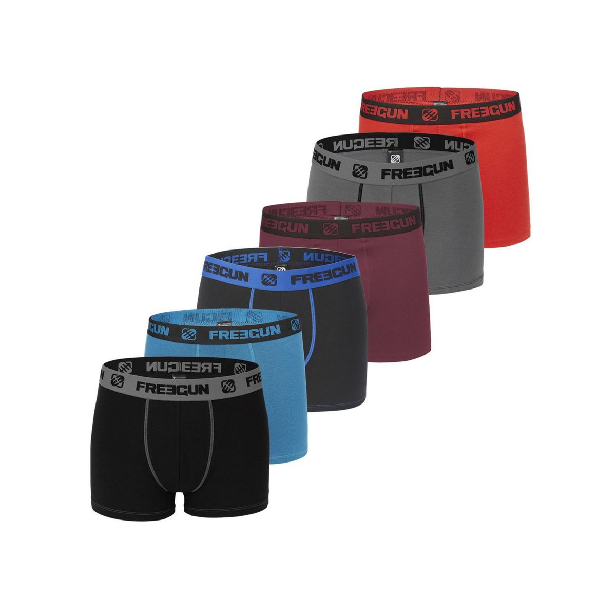 FREEGUN Pack Surprise de 6 Boxers coton homme
