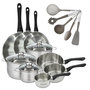 Voir la diapositive 1 : Fackelmann Lot de avec Poêles 20/24/28 cm, Faitouts 16/20/24 cm & Casseroles 12/16/20 cm Fackelmann Geneva et 5 Ustensiles