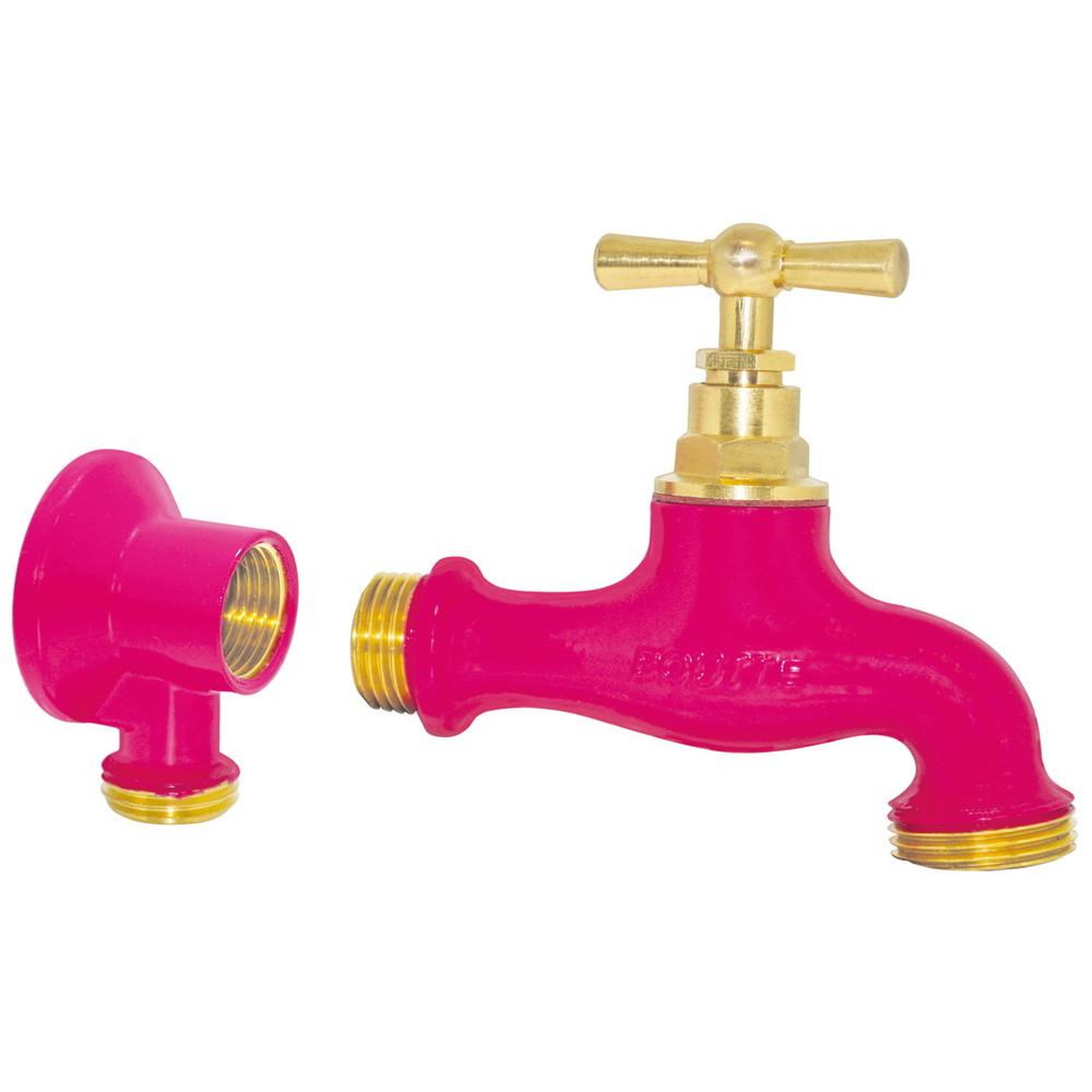 CENTRALE BRICO Kit robinet rose en laiton avec peinture époxy, 15x21, 20x27, avec applique