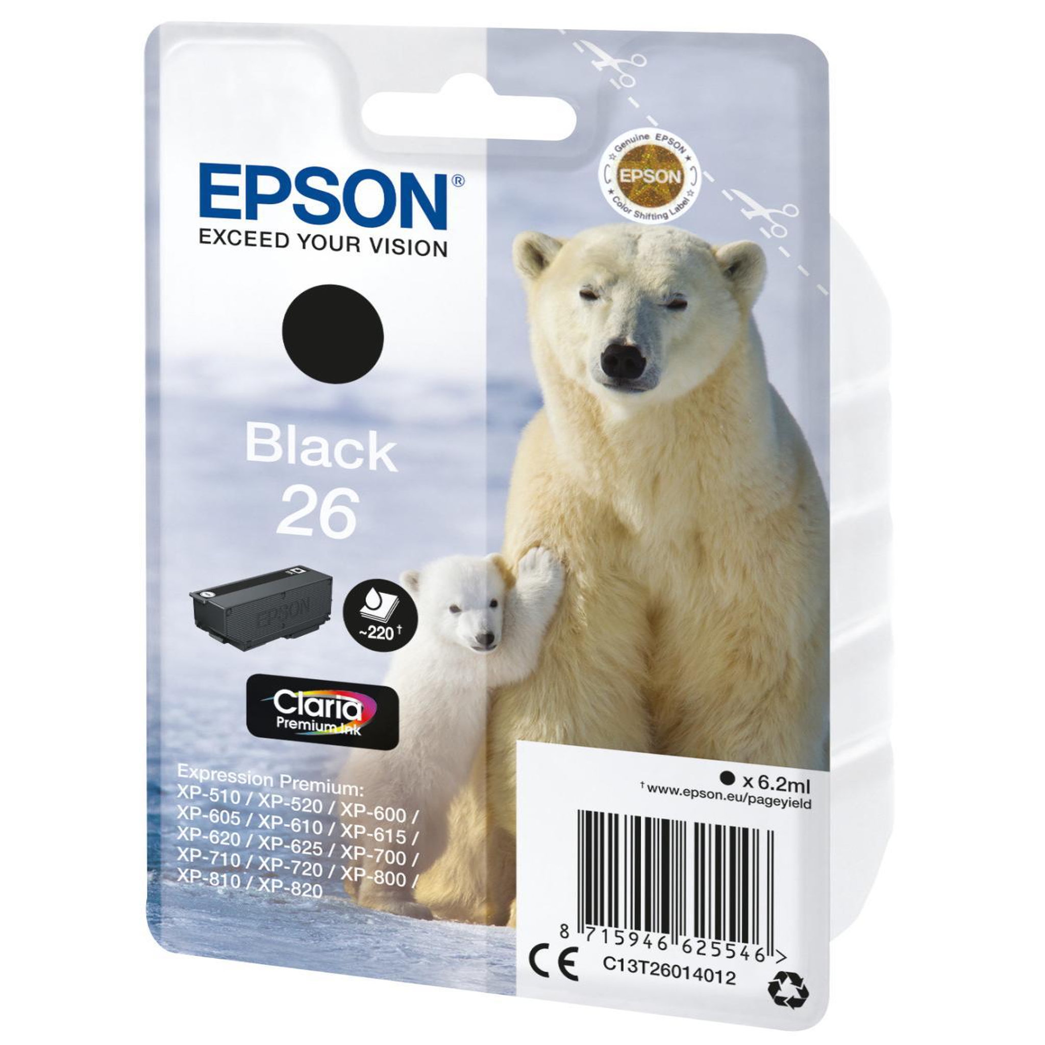 Voir la diapositive 3 : Epson EPSON Cartouche T2601 - Ours polaire - Noir