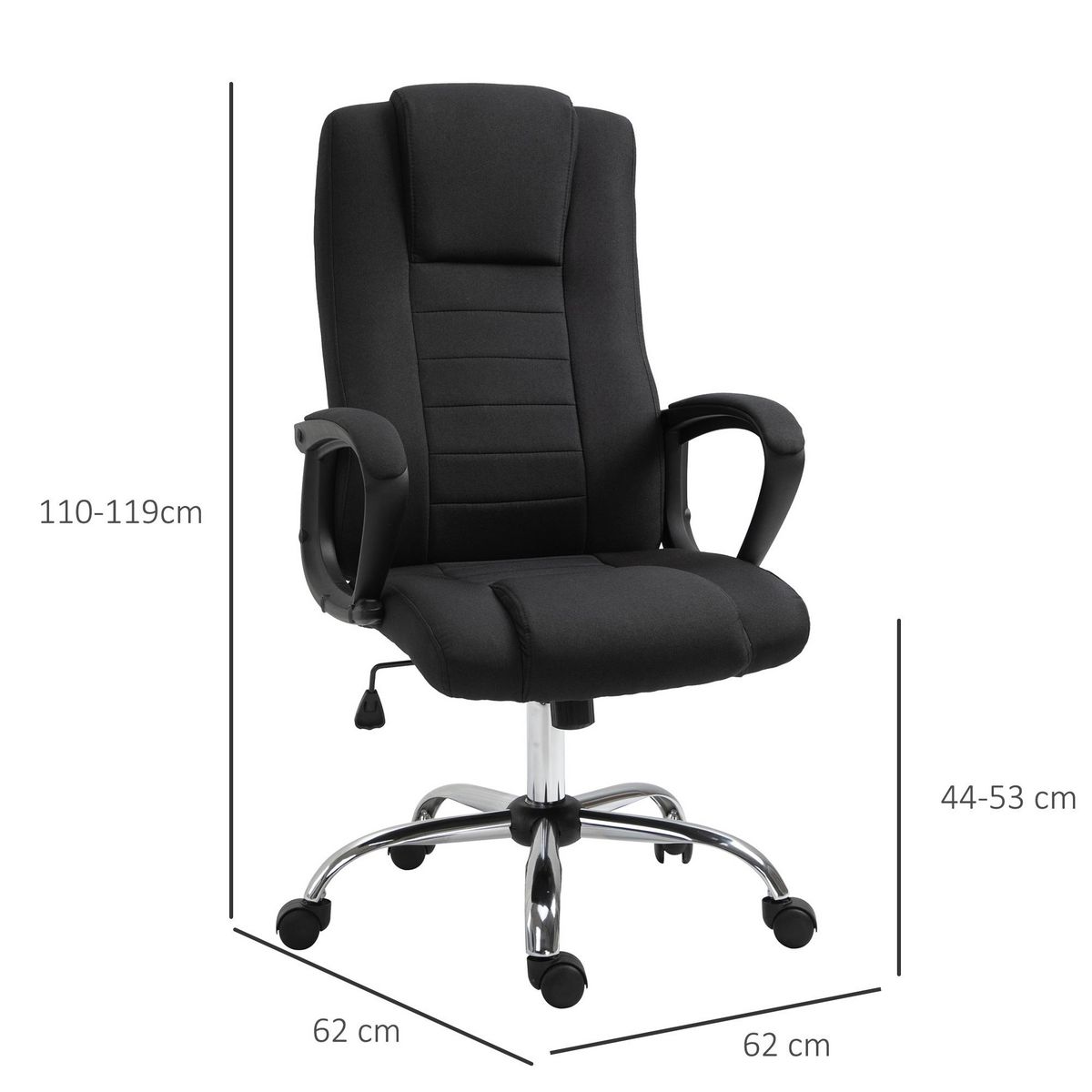 HOMCOM HOMCOM Fauteuil de bureau à roulettes chaise manager ergonomique pivotante hauteur réglable lin noir