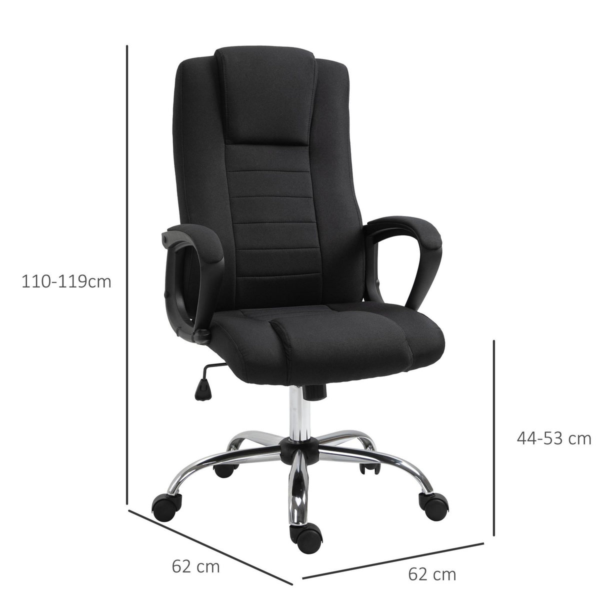 HOMCOM HOMCOM Fauteuil de bureau à roulettes chaise manager ergonomique pivotante hauteur réglable lin noir