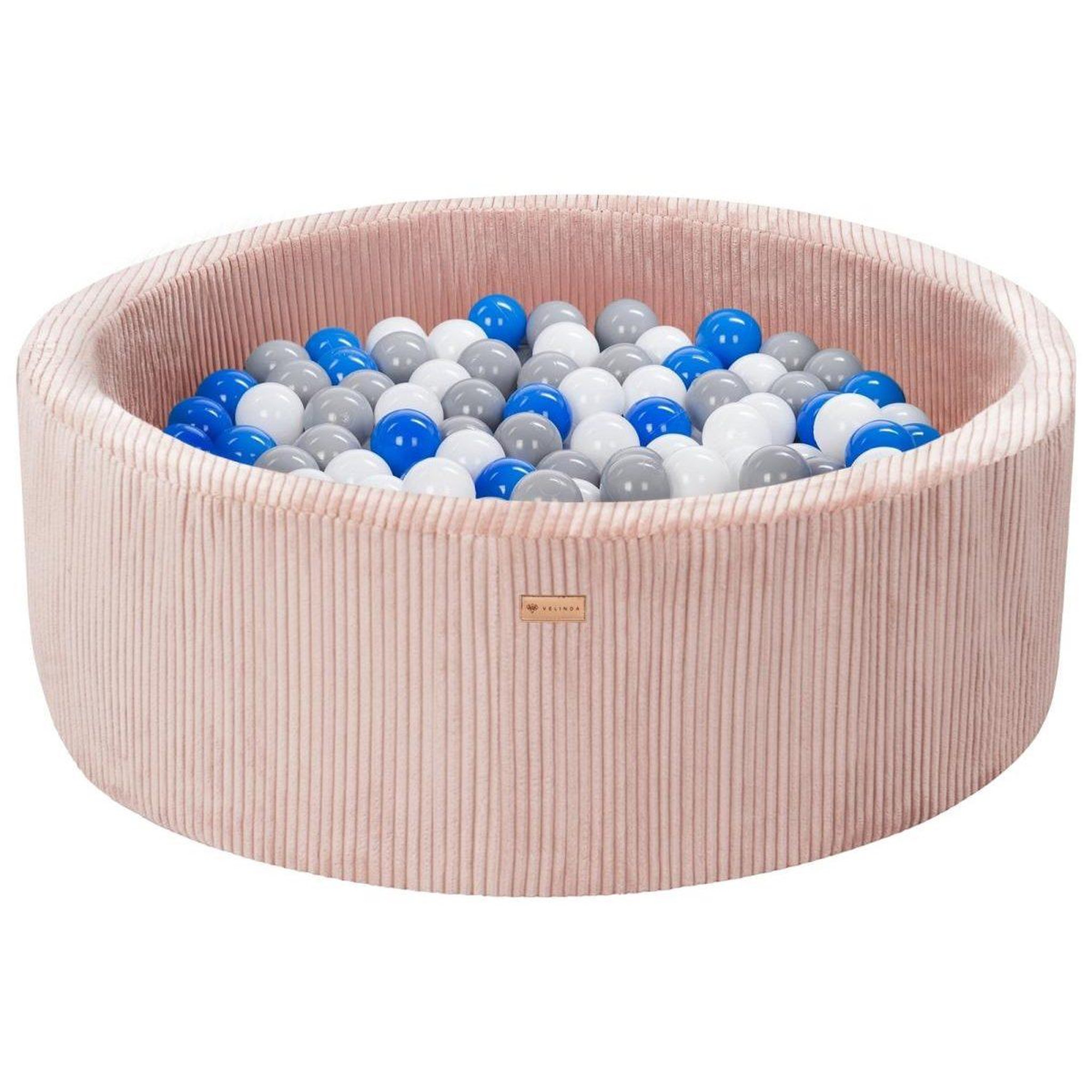 VELINDA Piscine à balles en velours côtelé avec 300 balles, diamètre env. 90 cm — rose clair