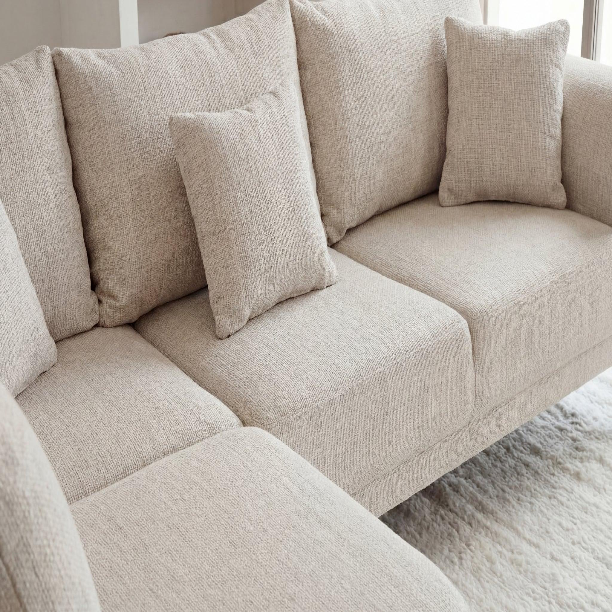 Voir la diapositive 4 : CASANOVA PARIS Bianca - canapé d'angle tissu chenille 4 places