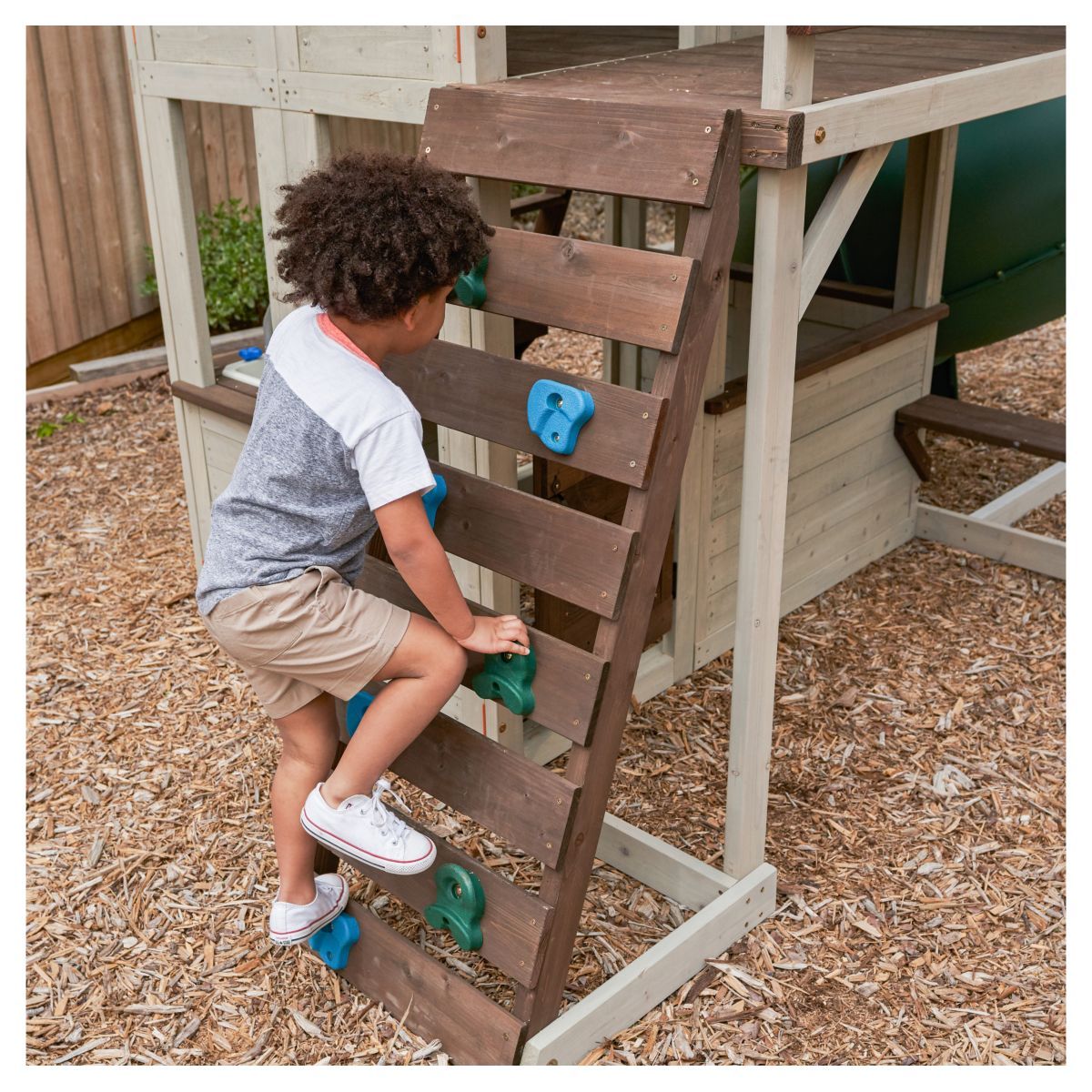 Kidkraft Aire de jeux avec toboggan en tube - Bois - H2,74m - COZY ESCAPE