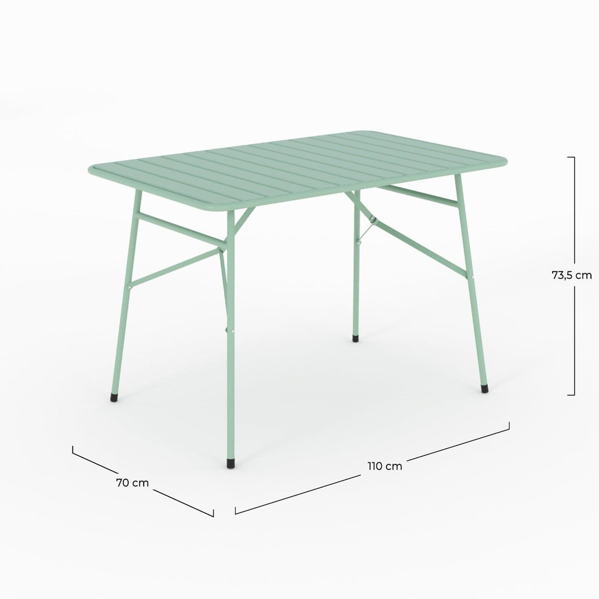 Rendez vous déco Table de jardin pliante en métal vert clair 4 personnes-Yumi