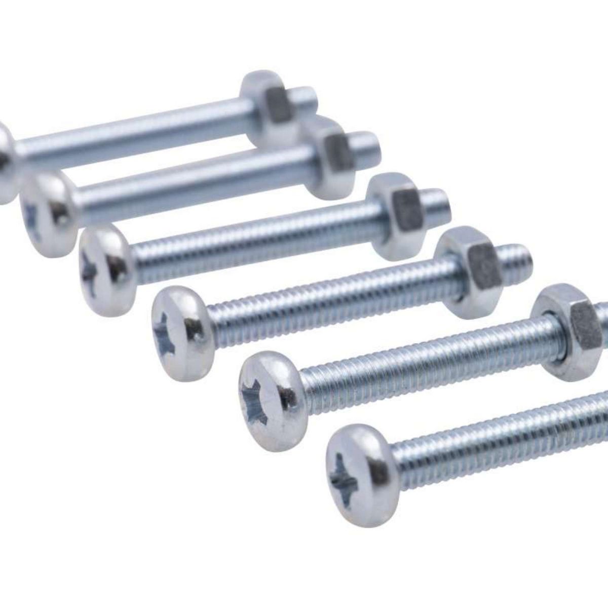  Vis à métaux zinguée tête cylindrique bombée PZ cruciforme Vissal Ø 4x20 mm  lot de 14 vis+écrou