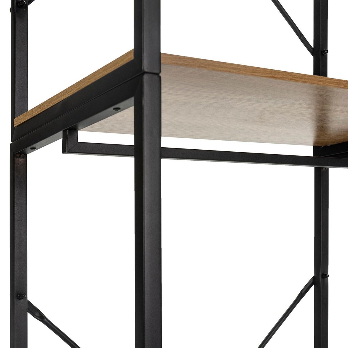 VS VENTA-STOCK Portemanteau Nerea avec 2 étagères et 2 barres, couleur chêne/noir