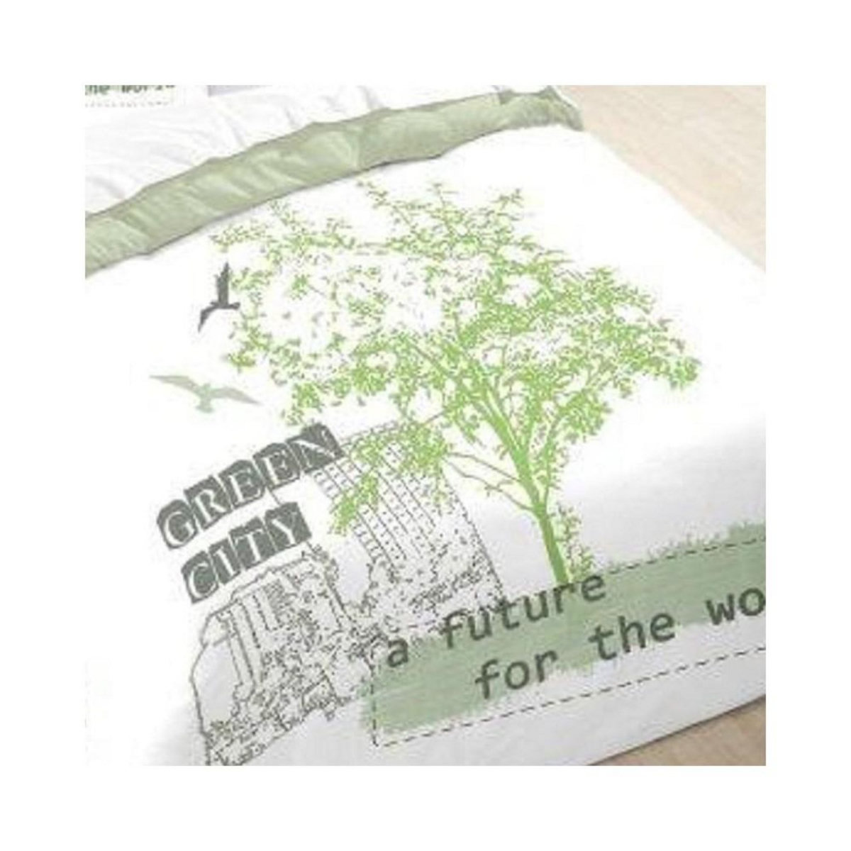 Dourev Housse de couette 240x220 Green + 2 taies coton 52 fils