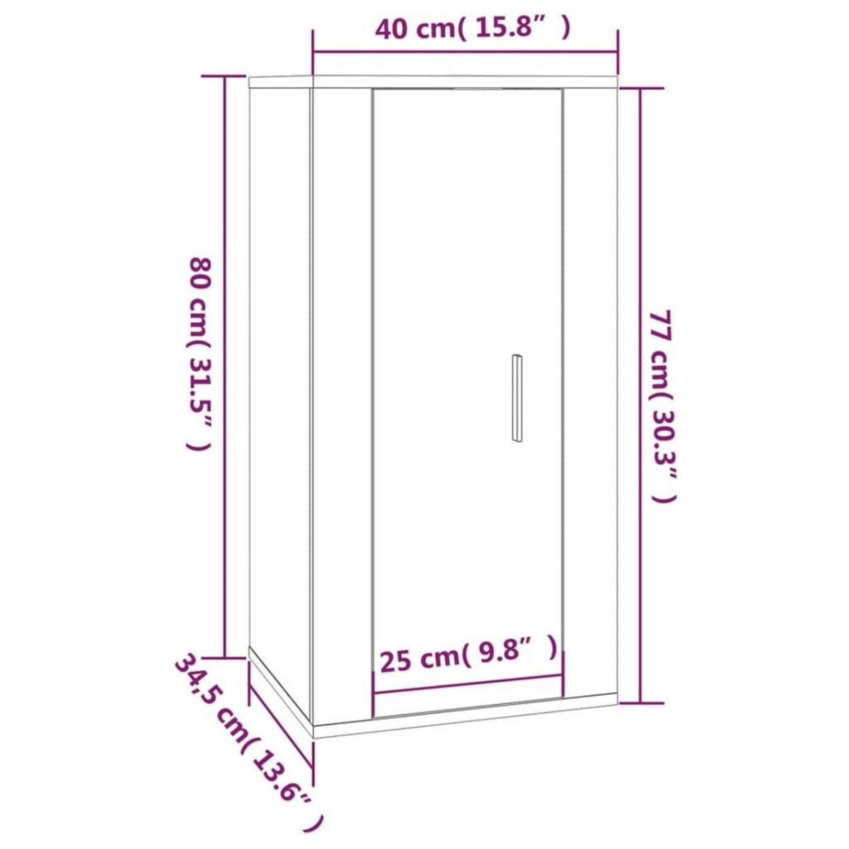 VIDAXL Meuble TV mural Chene marron 40x34,5x80 cm