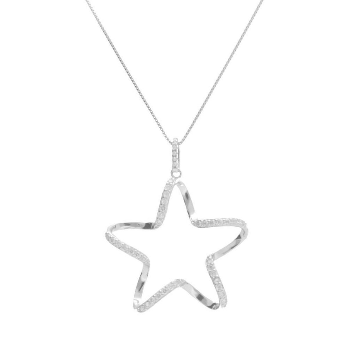 L'ATELIER D'AZUR Collier Argent 925/000 Rhodié - Etoile Pavée de Zirconiums