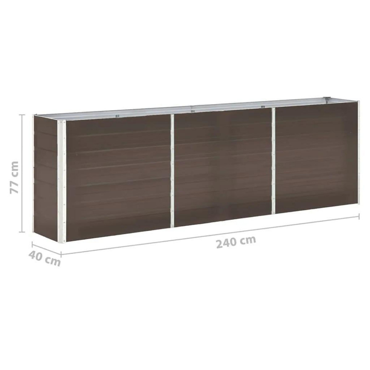VIDAXL Lit sureleve de jardin Acier galvanise 240x40x77 cm Marron