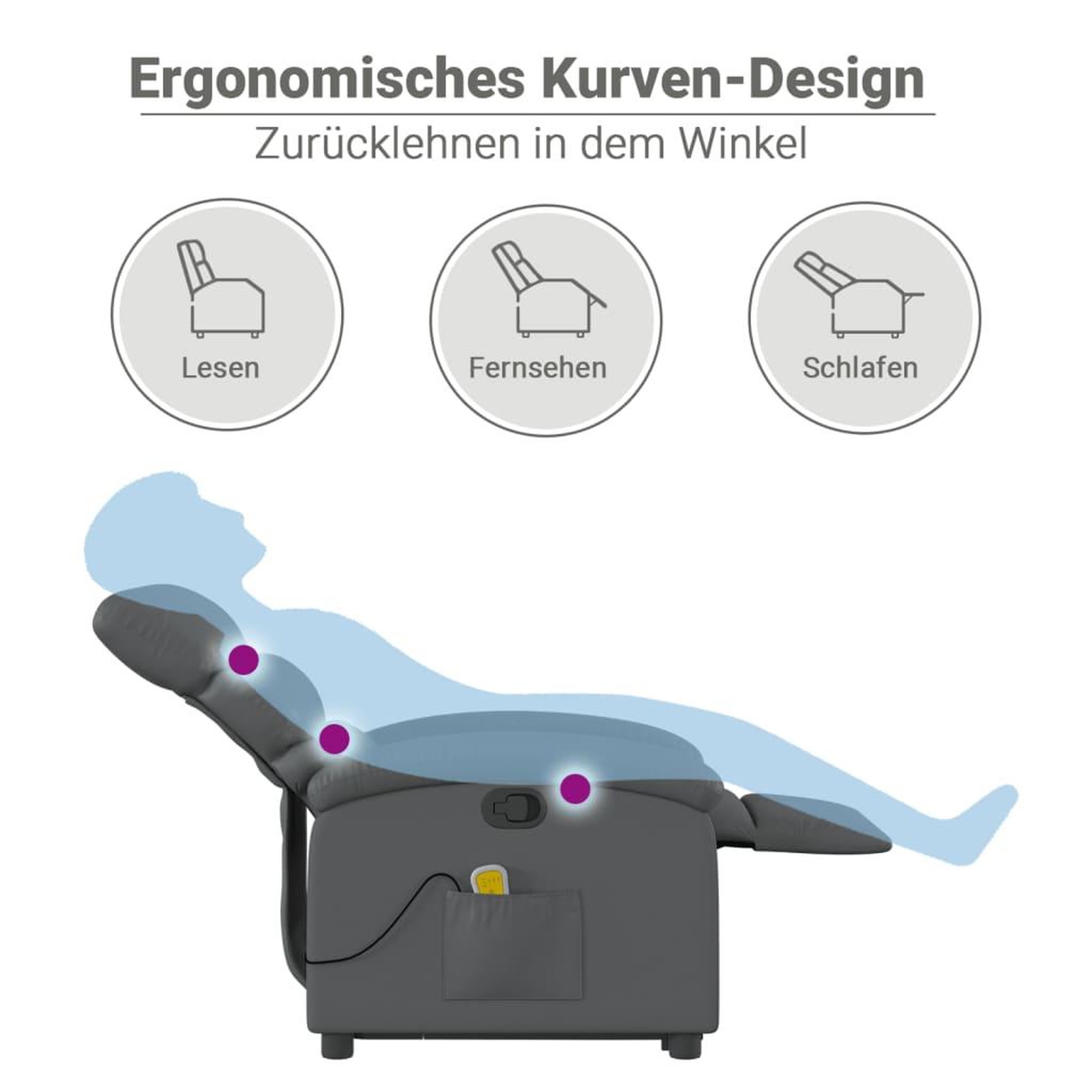 Voir la diapositive 6 : VIDAXL Fauteuil inclinable de massage Gris Similicuir