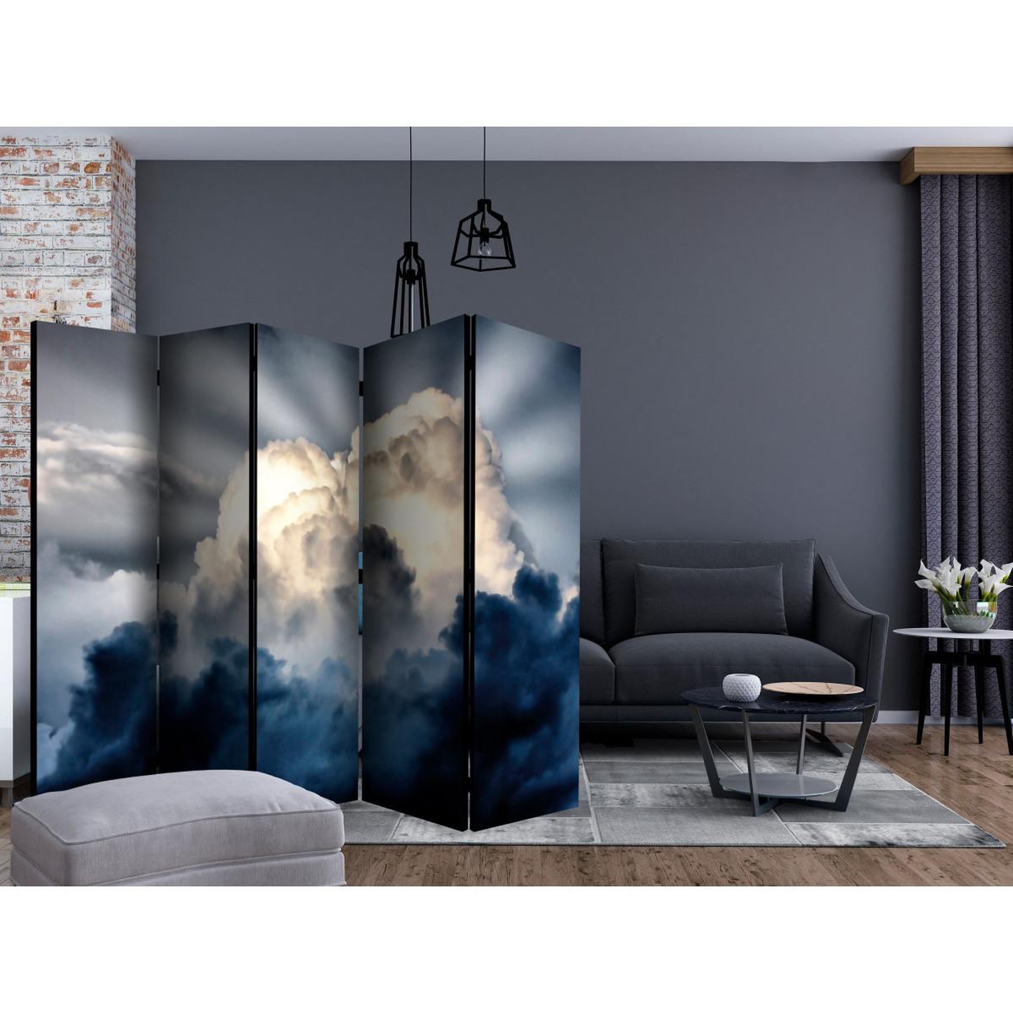 Voir la diapositive 2 : Paris Prix Paravent 5 volets  rays in the sky  172x225cm