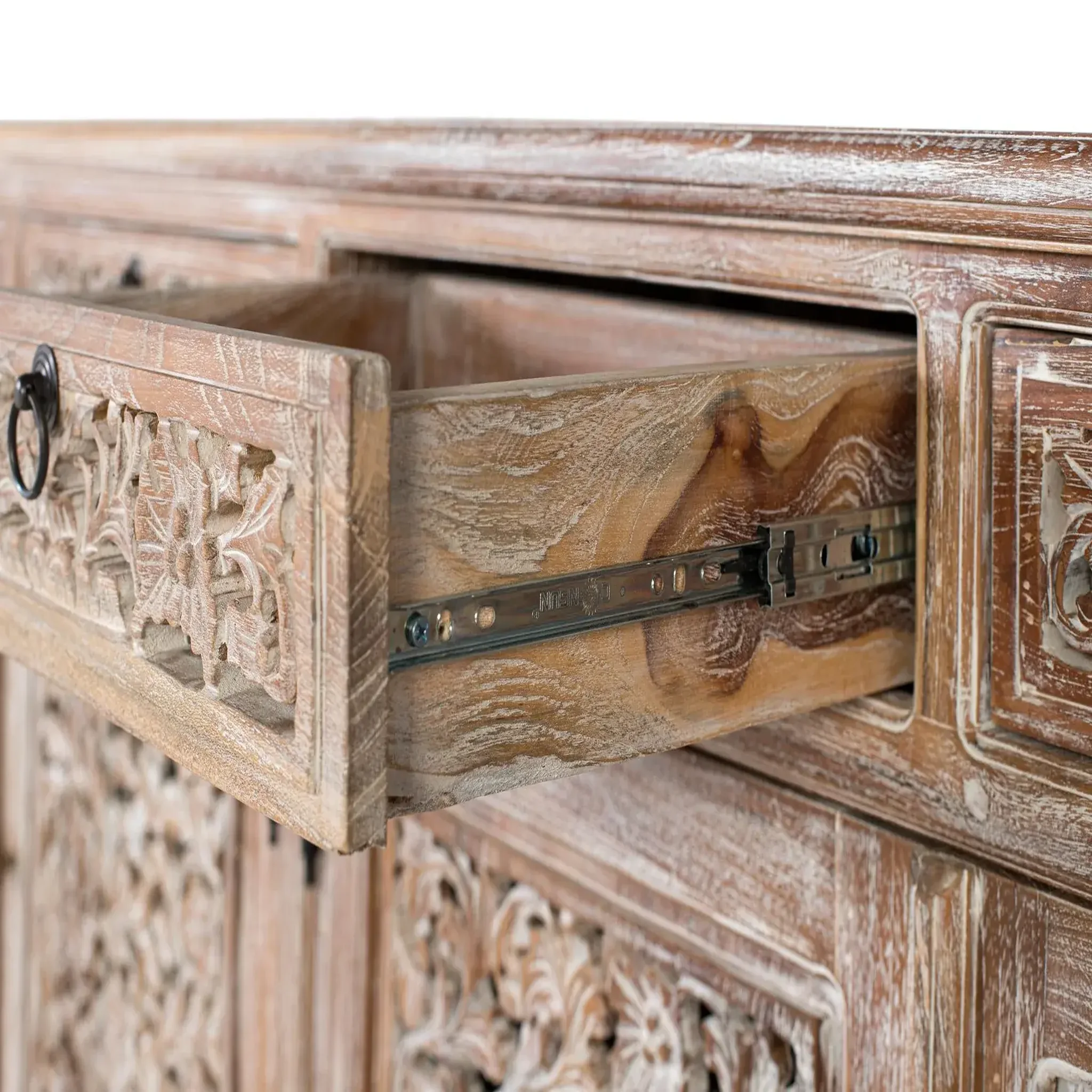 Voir la diapositive 3 : GINER Y COLOMER SL Buffet en bois de teck 180cm style boho sculpté
