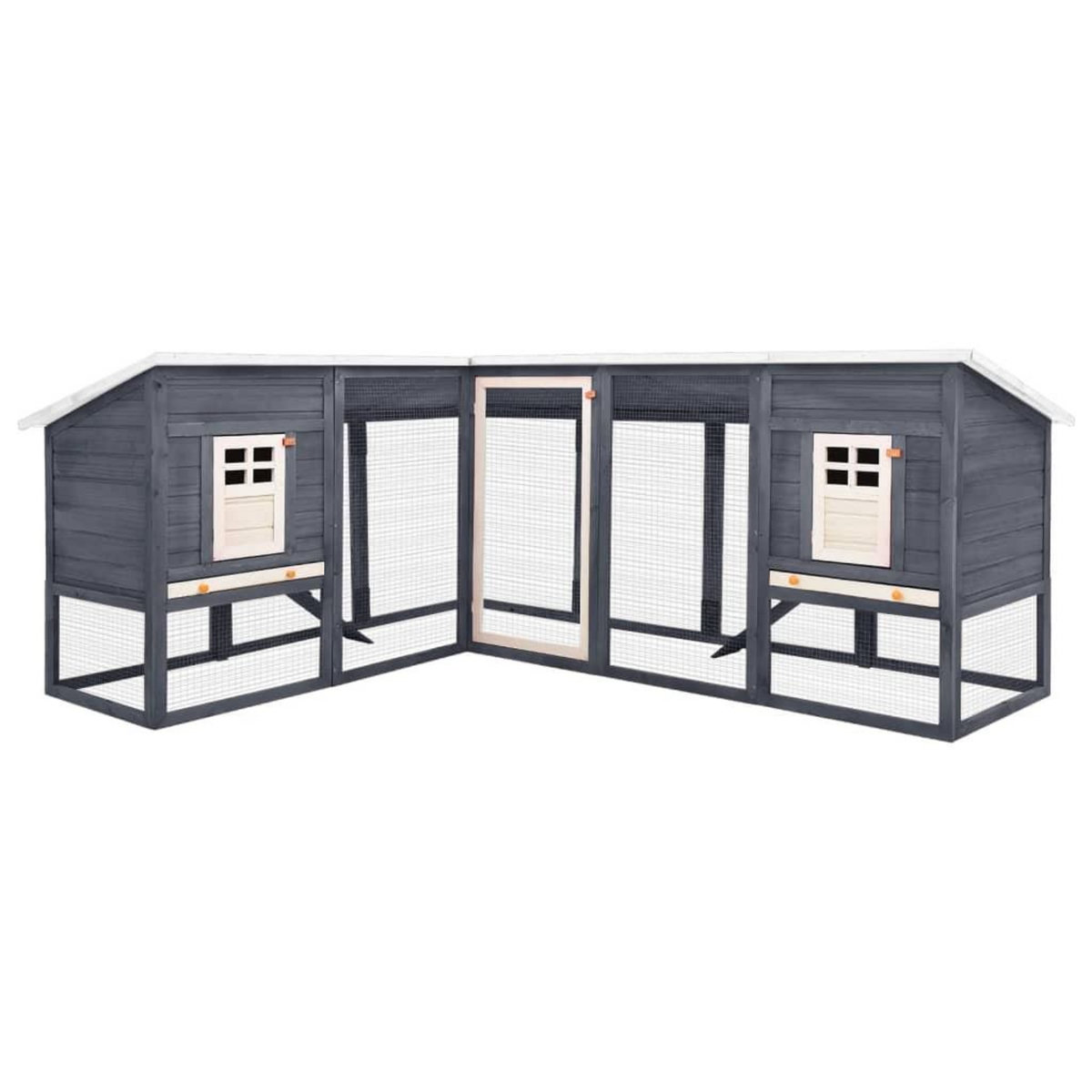 VIDAXL Clapier d'exterieur avec piste Gris et blanc Bois de sapin