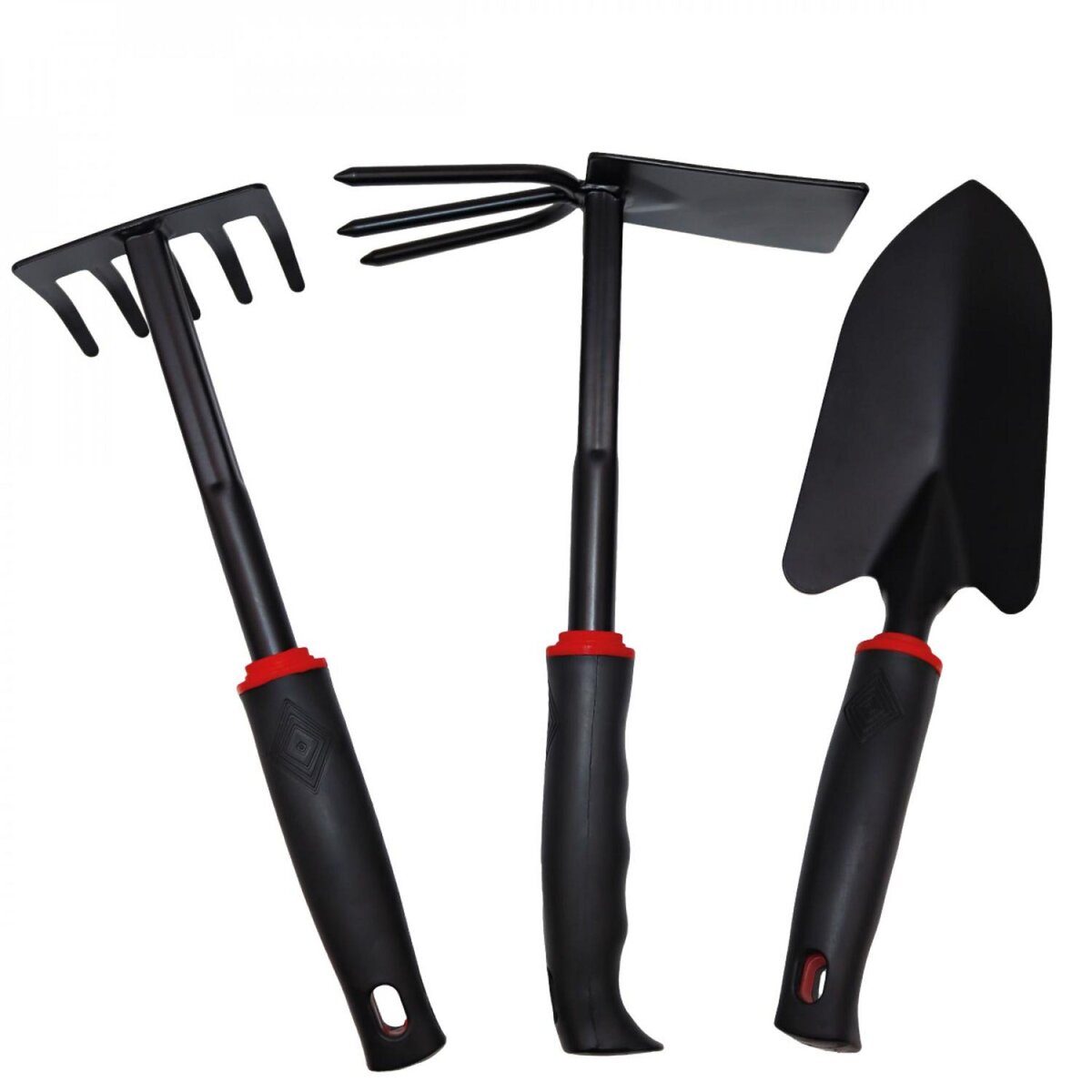 LINXOR Lot de 3 outils de jardinage à main en acier inoxydable - Noir pas  cher 