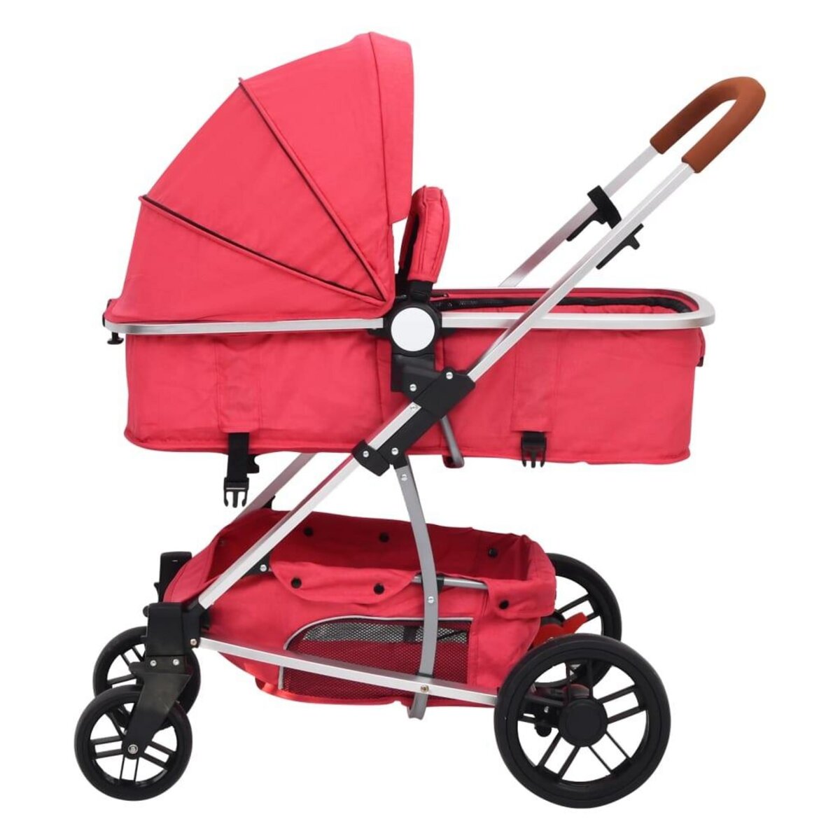 VIDAXL Poussette pour bebe 3-en-1 Rouge Aluminium
