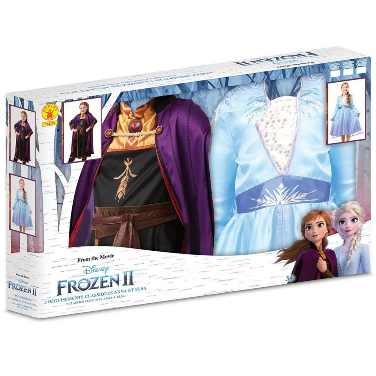 Rubie's Coffret Bi-pack Déguisements Classiques Elsa et Anna La Reine des Neiges 2 - Frozen 2 - 3/4 ans (96 à 104 cm)