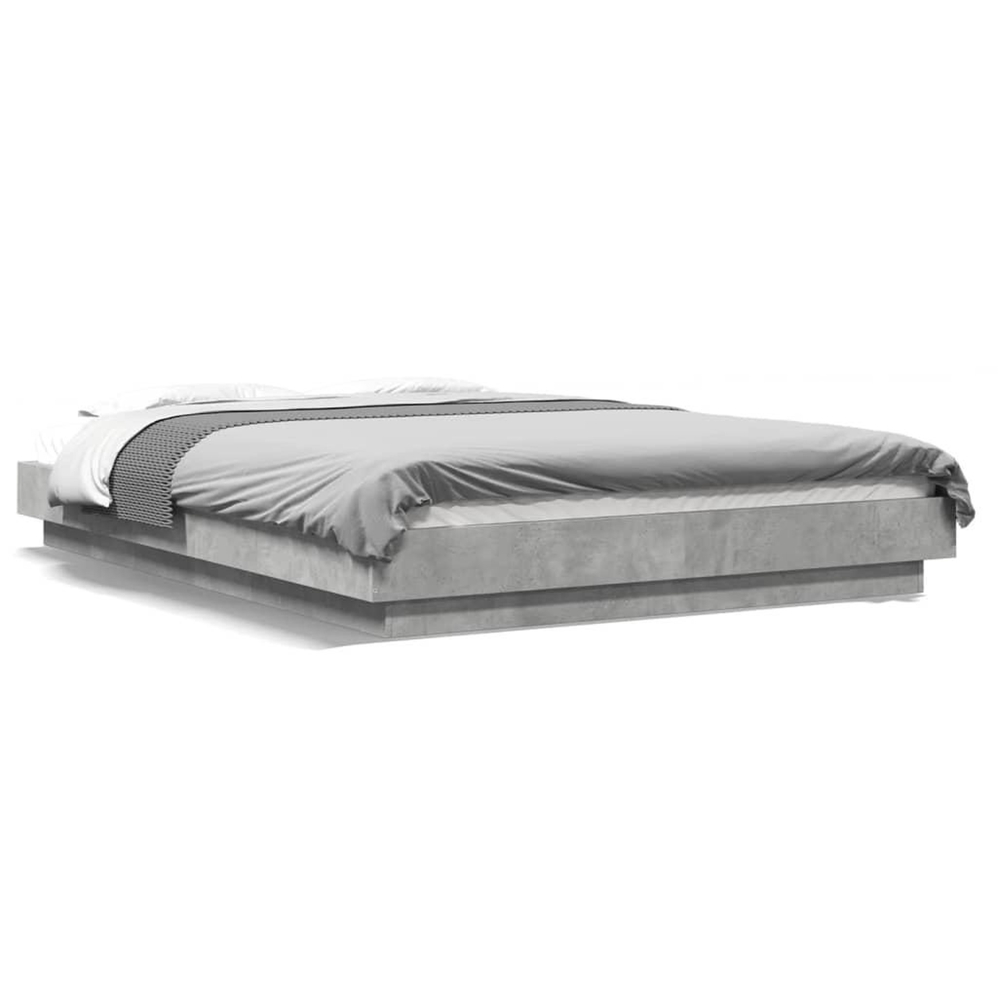 Voir la diapositive 2 : VIDAXL Cadre de lit et lumieres LED sans matelas gris beton 120x190cm